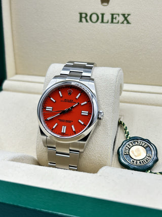Rolex Oyster Perpetual 124300 Coral Red Dial 41