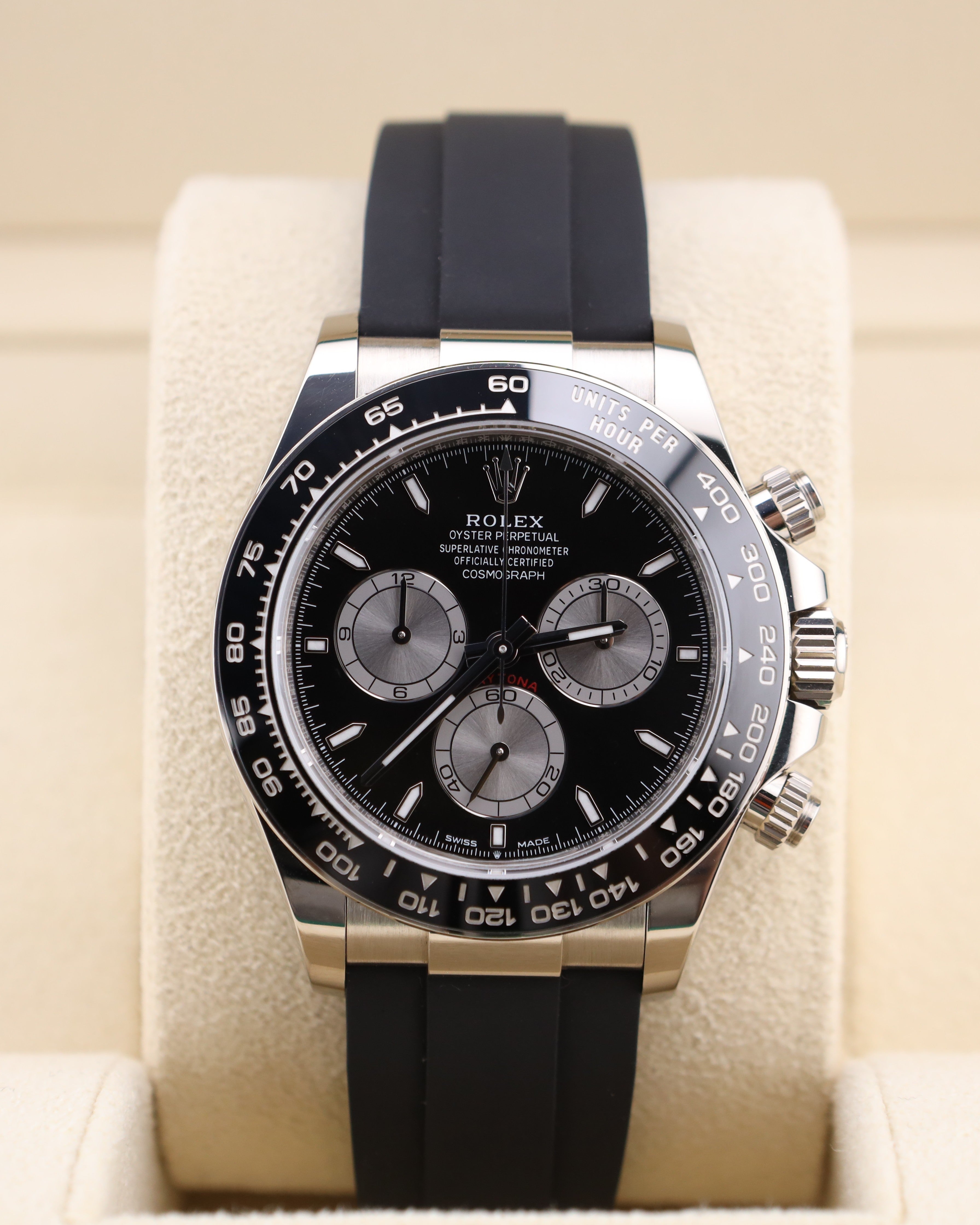 Rolex Daytona Baby Le Mans White Gold Black Dial on Oysterflex