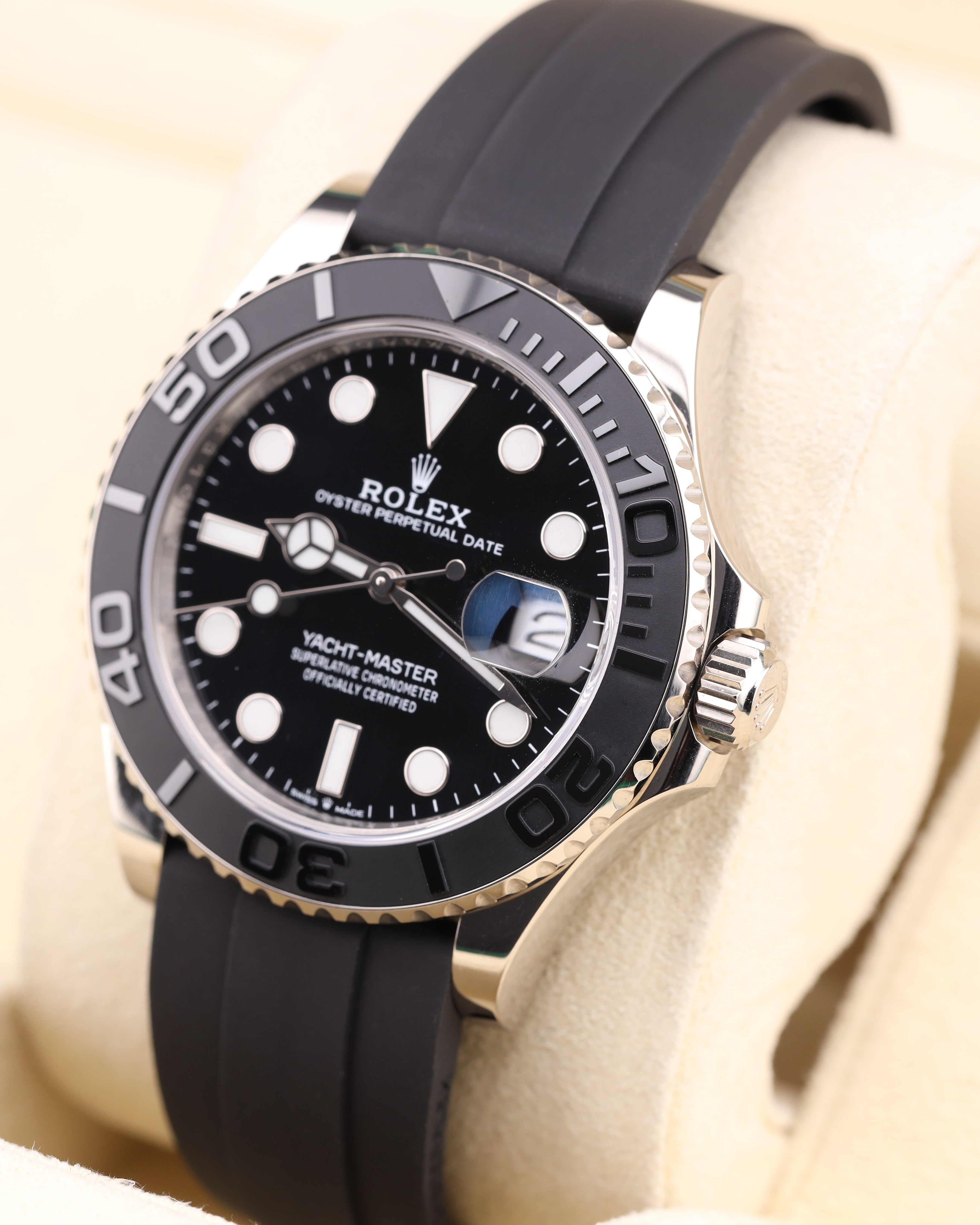 ROLEX Yacht-Master 掛時計 Rolex Yacht-Master 42 Black Dial White Gold on Oysterflex 226659