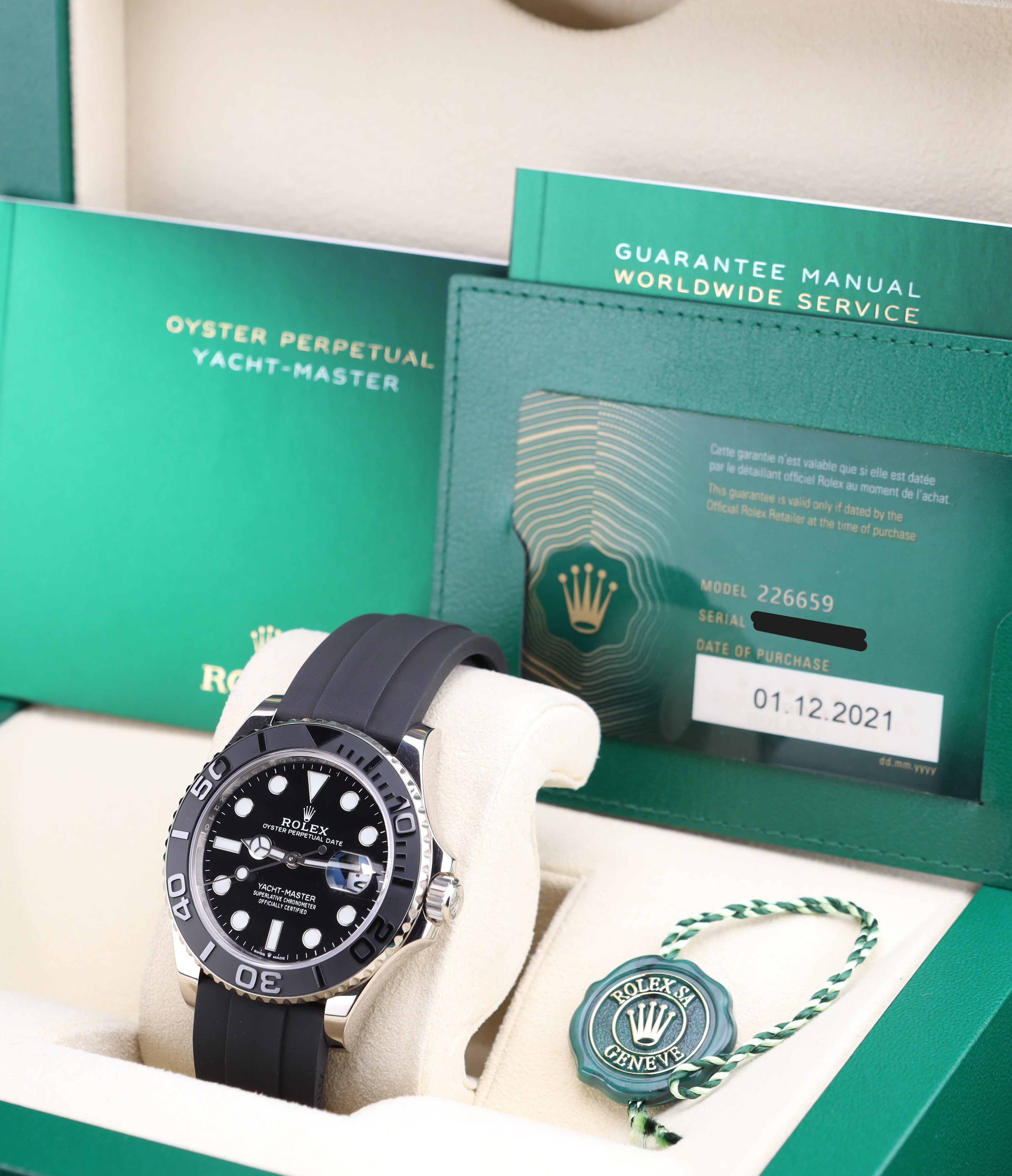 Rolex Yacht-Master 42 Black Dial White Gold on Oysterflex 226659