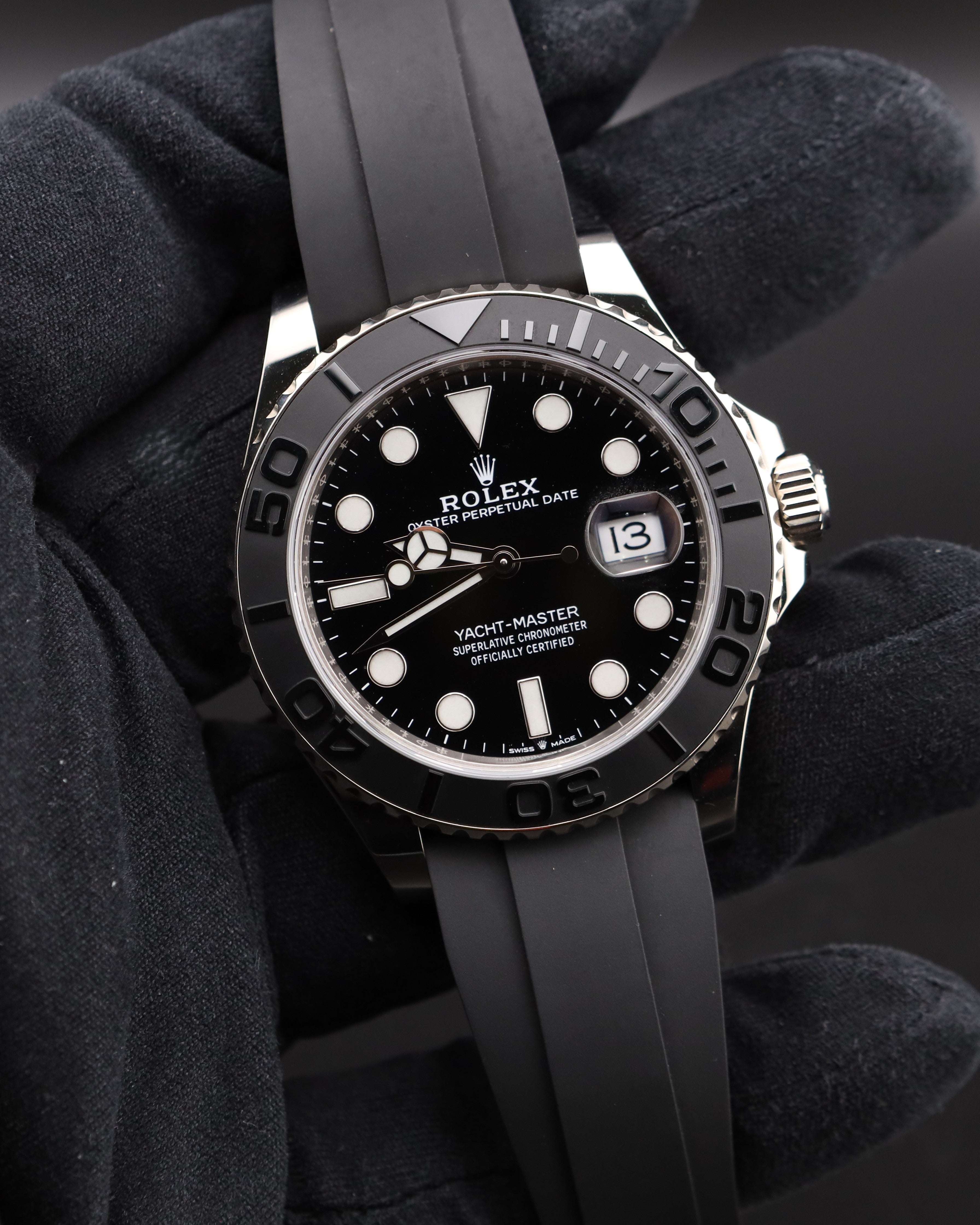 Rolex Yacht-Master 42 Black Dial White Gold on Oysterflex 226659