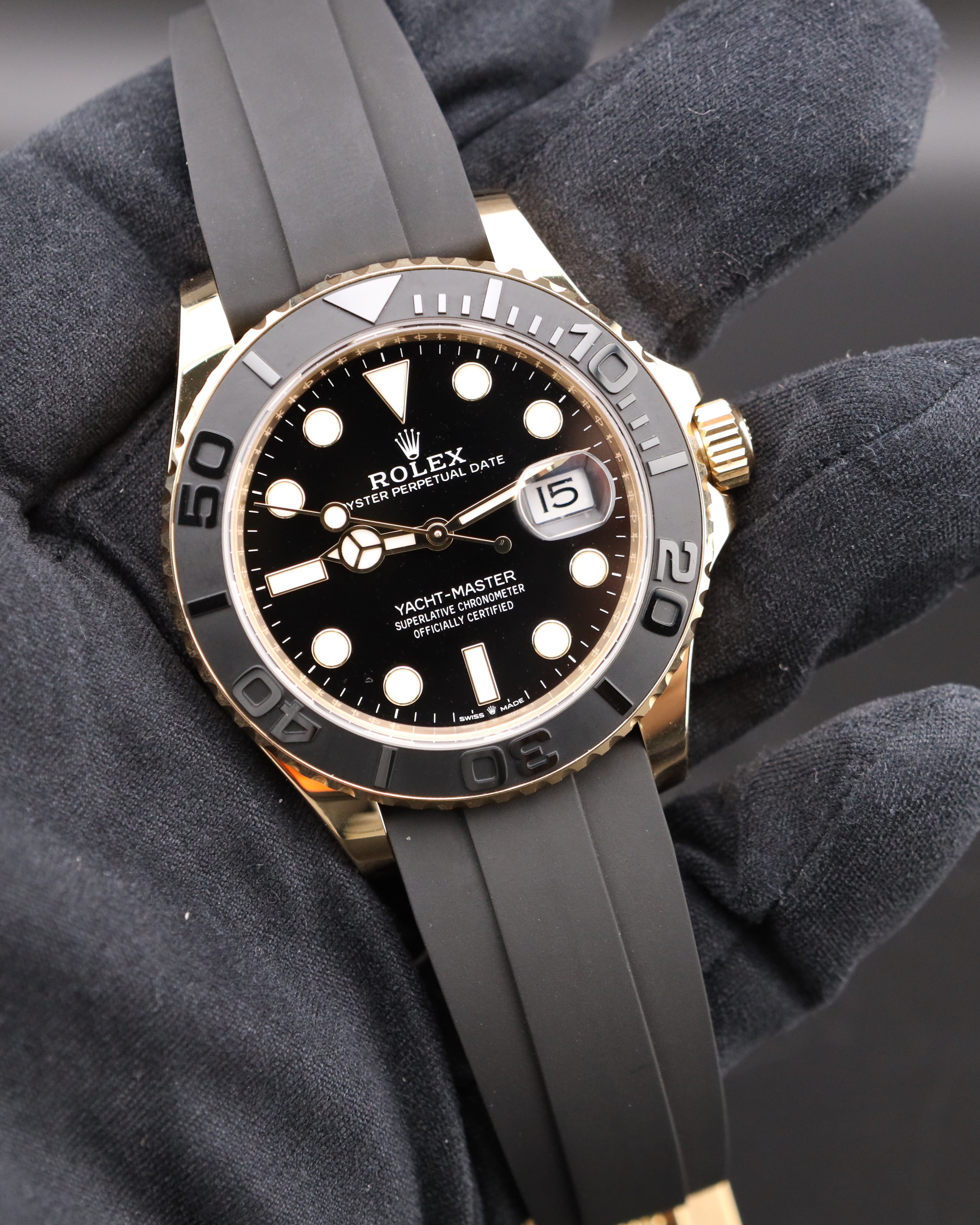 Rolex Yacht-Master 42 226658 18k Yellow Gold Ceramic Bezel Oysterflex
