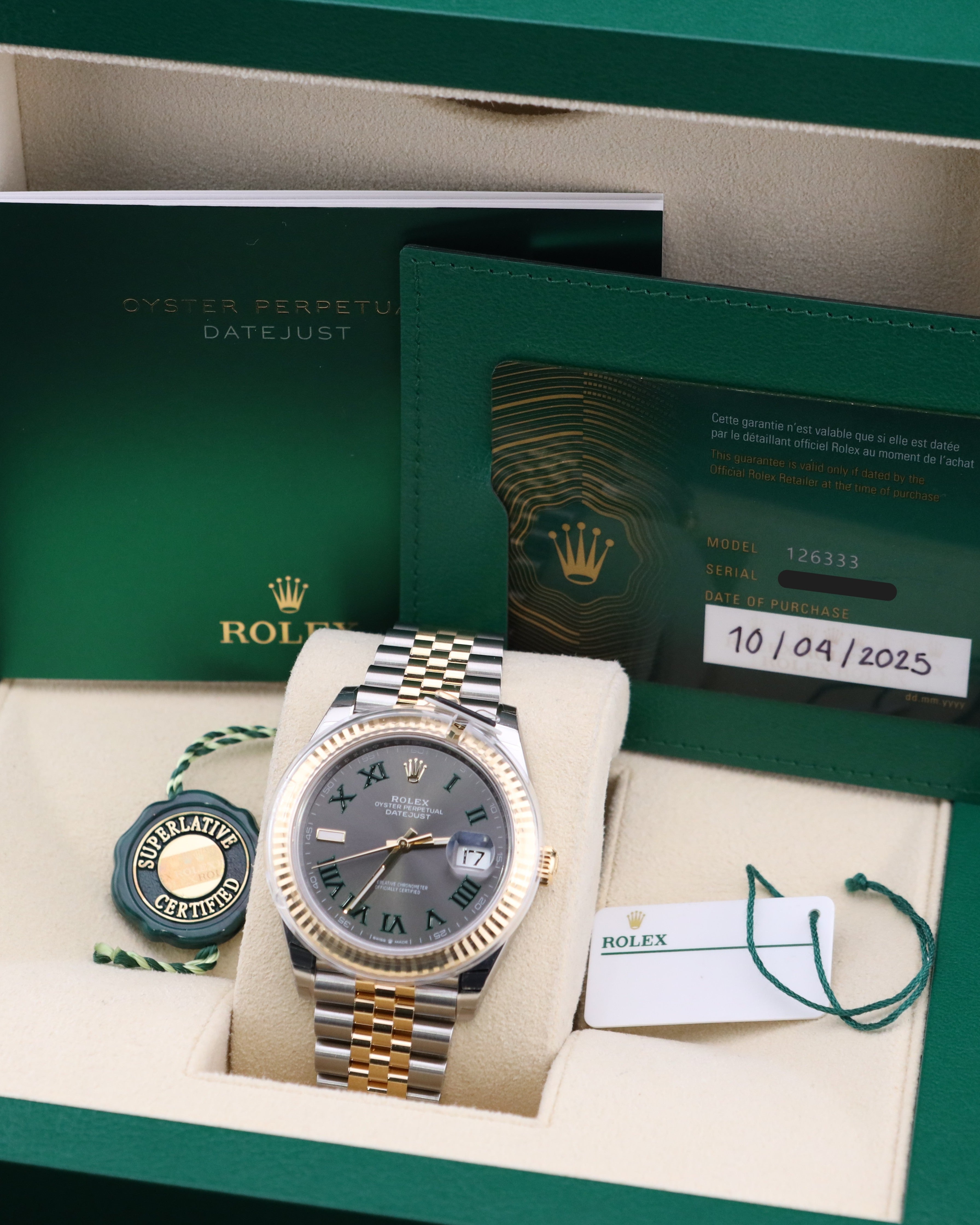 Rolex Datejust 41 Wimbledon Dial on Jubilee 126333 - 2025