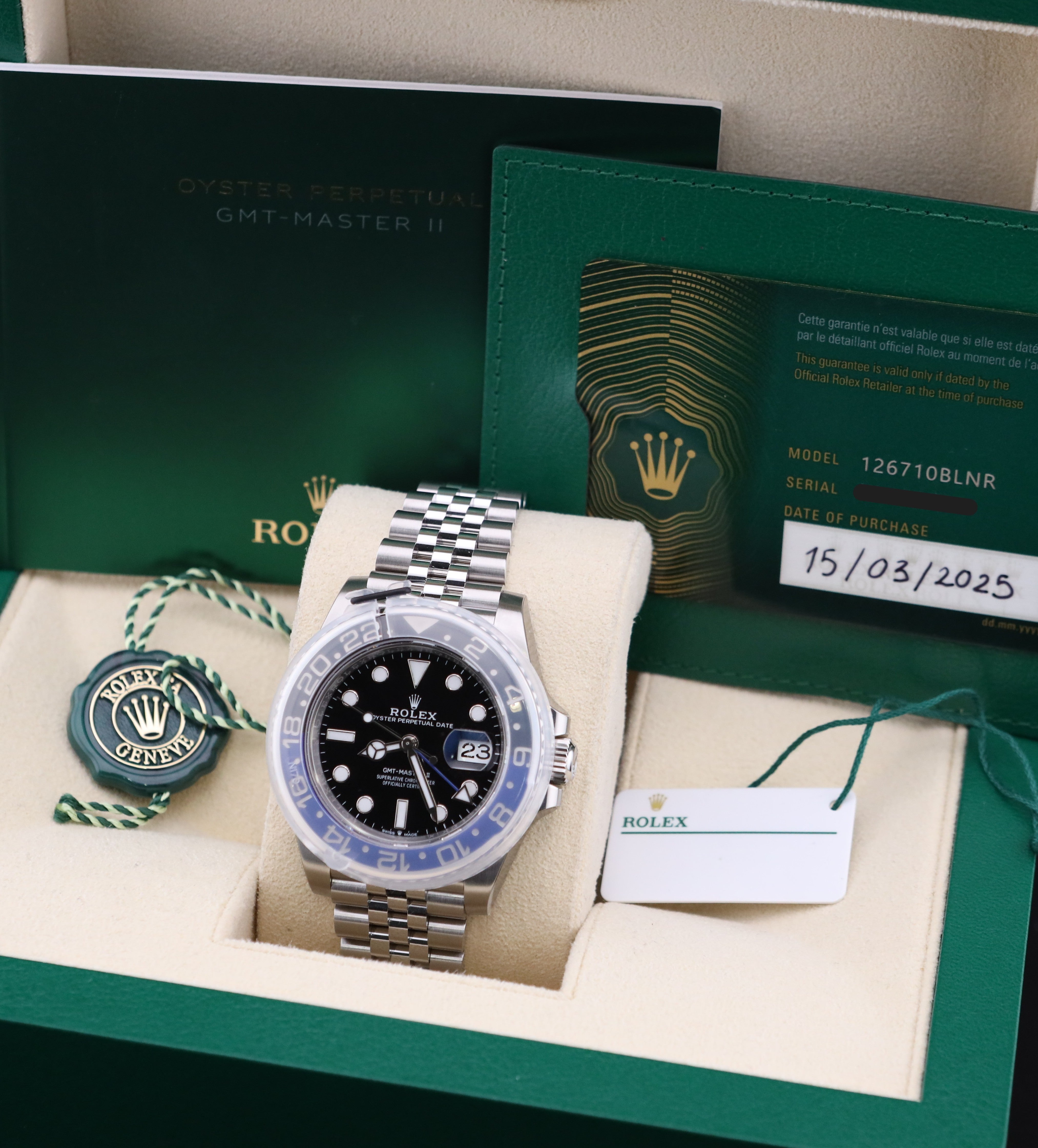 Factory Stickers Rolex GMT-Master II Batgirl on Jubilee 126710BLNR - 2025