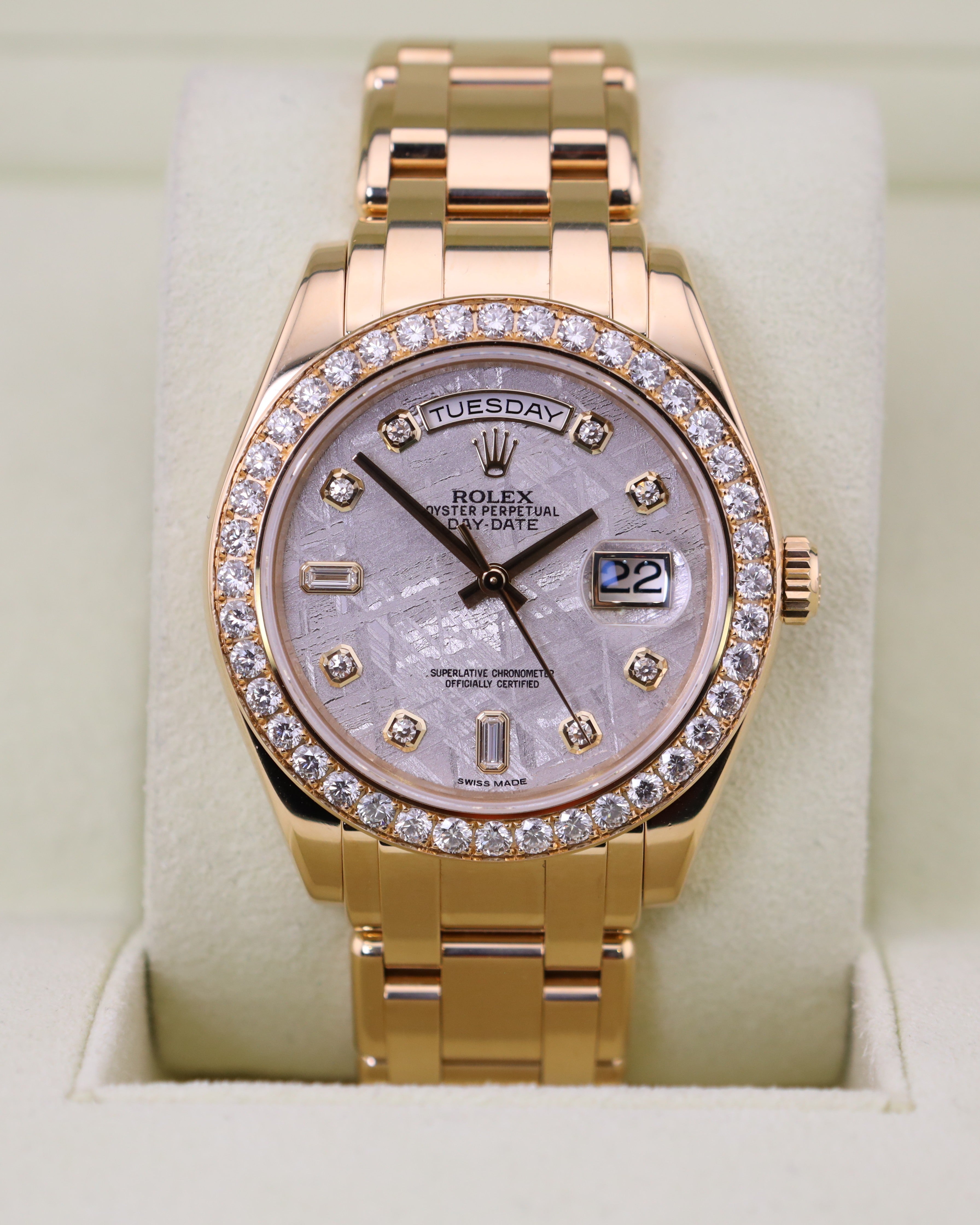 Rolex Day-Date 39mm Meteorite Diamond Dial Master Piece 18948 18k