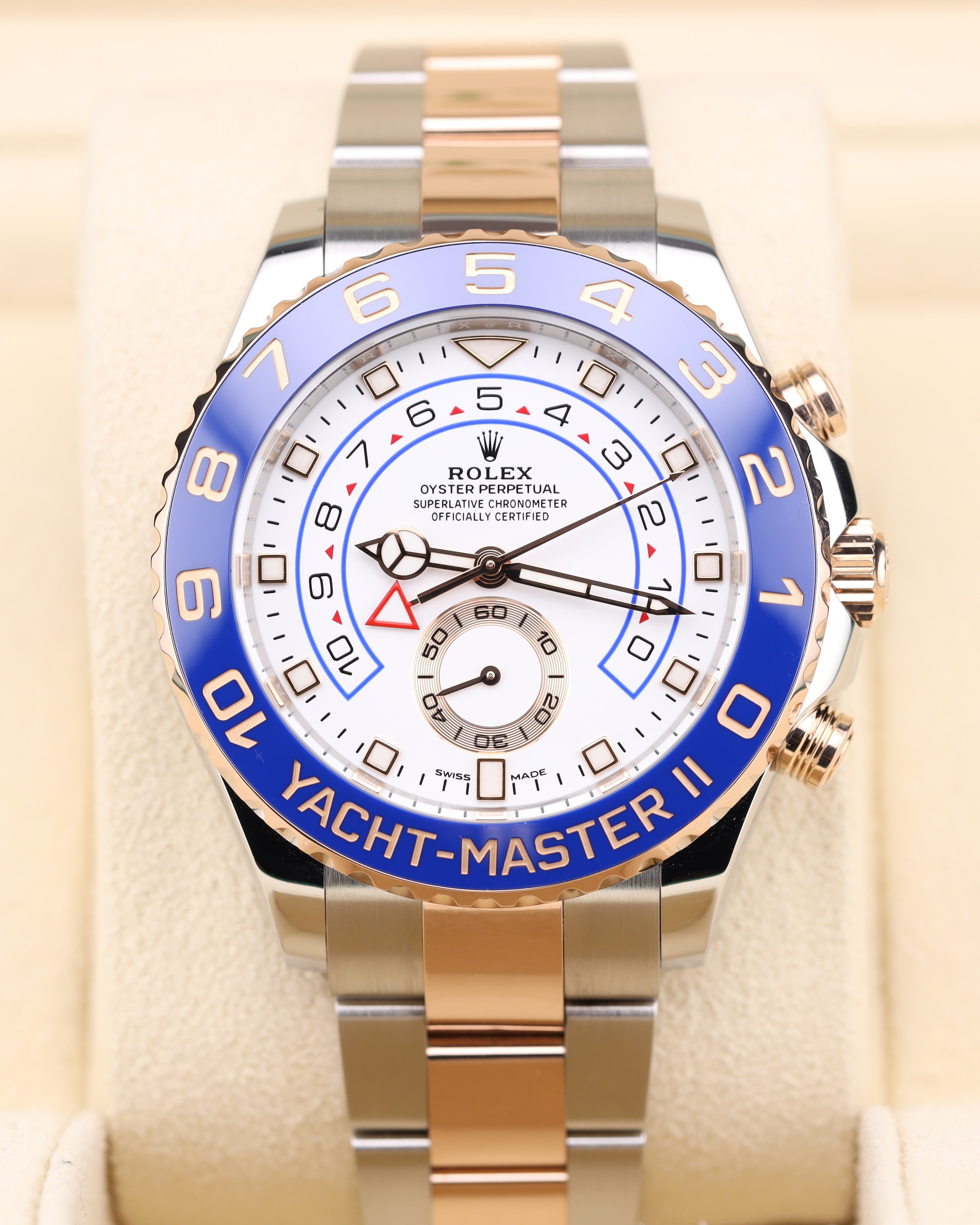 Rolex Yacht-Master II White Dial Rose Gold 116681 