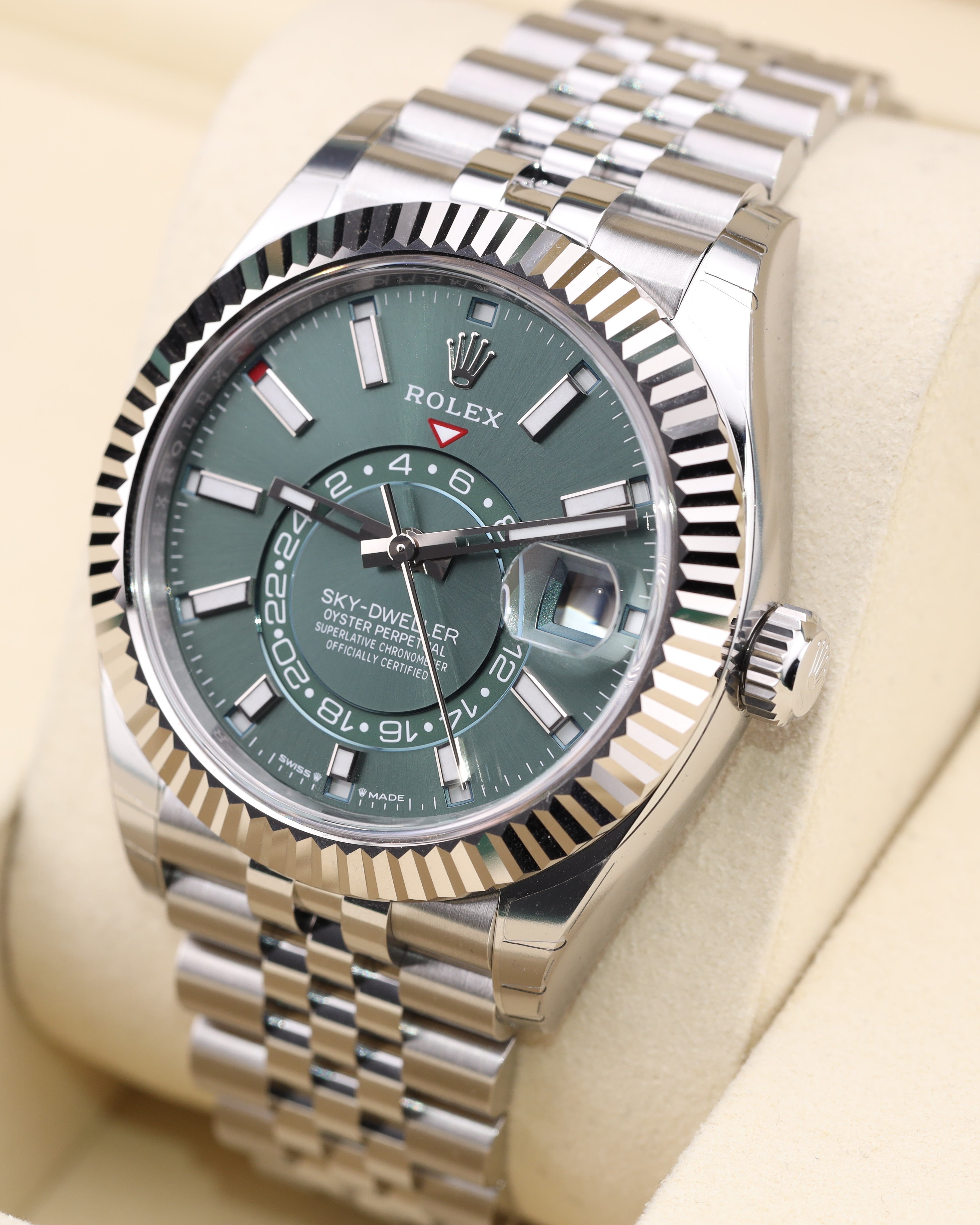 Rolex Sky-Dweller 42 Green Dial on Jubilee 336934 Full Factory Stickers 2026