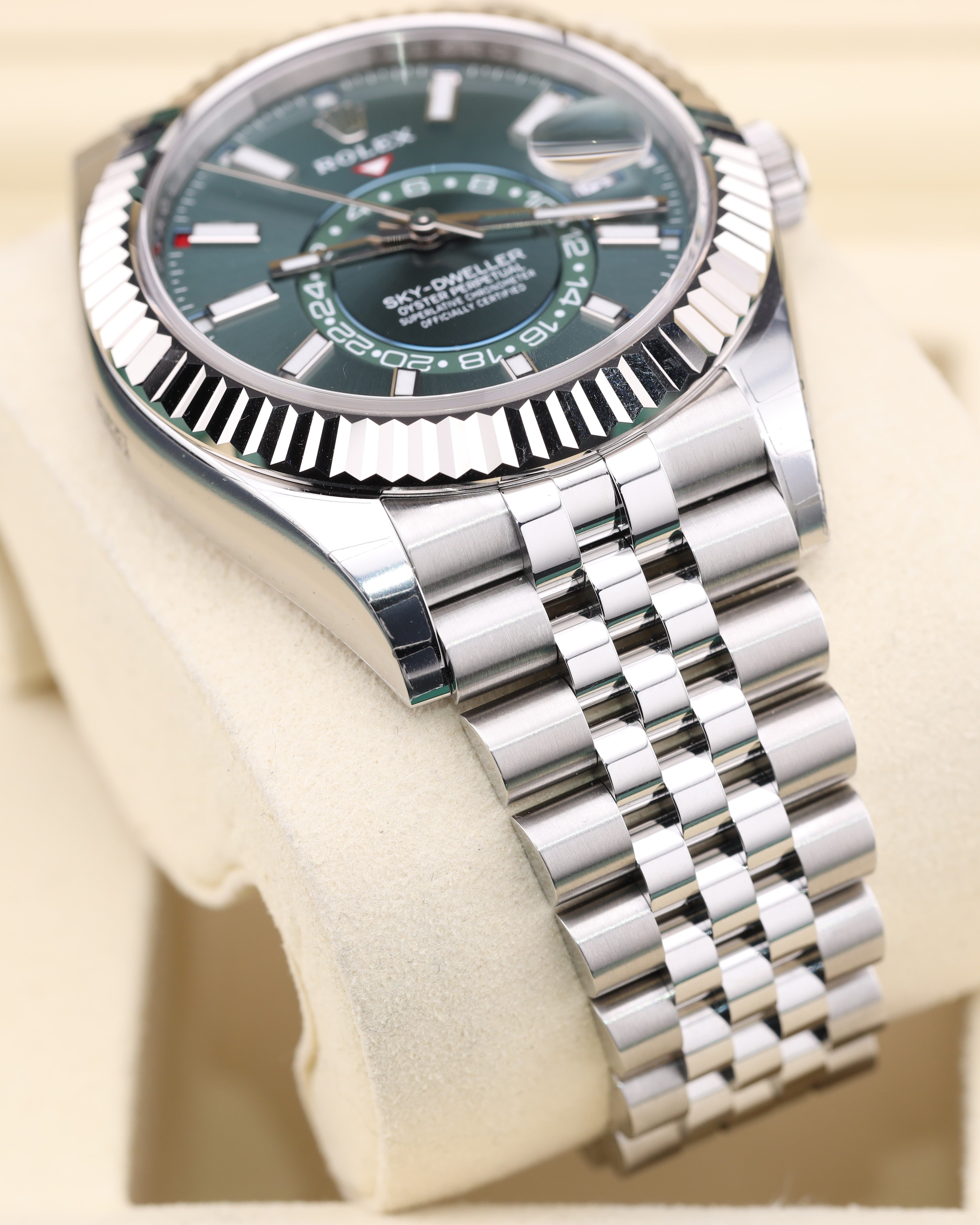 Rolex Sky-Dweller 42 Green Dial on Jubilee 336934 Full Factory Stickers 2026