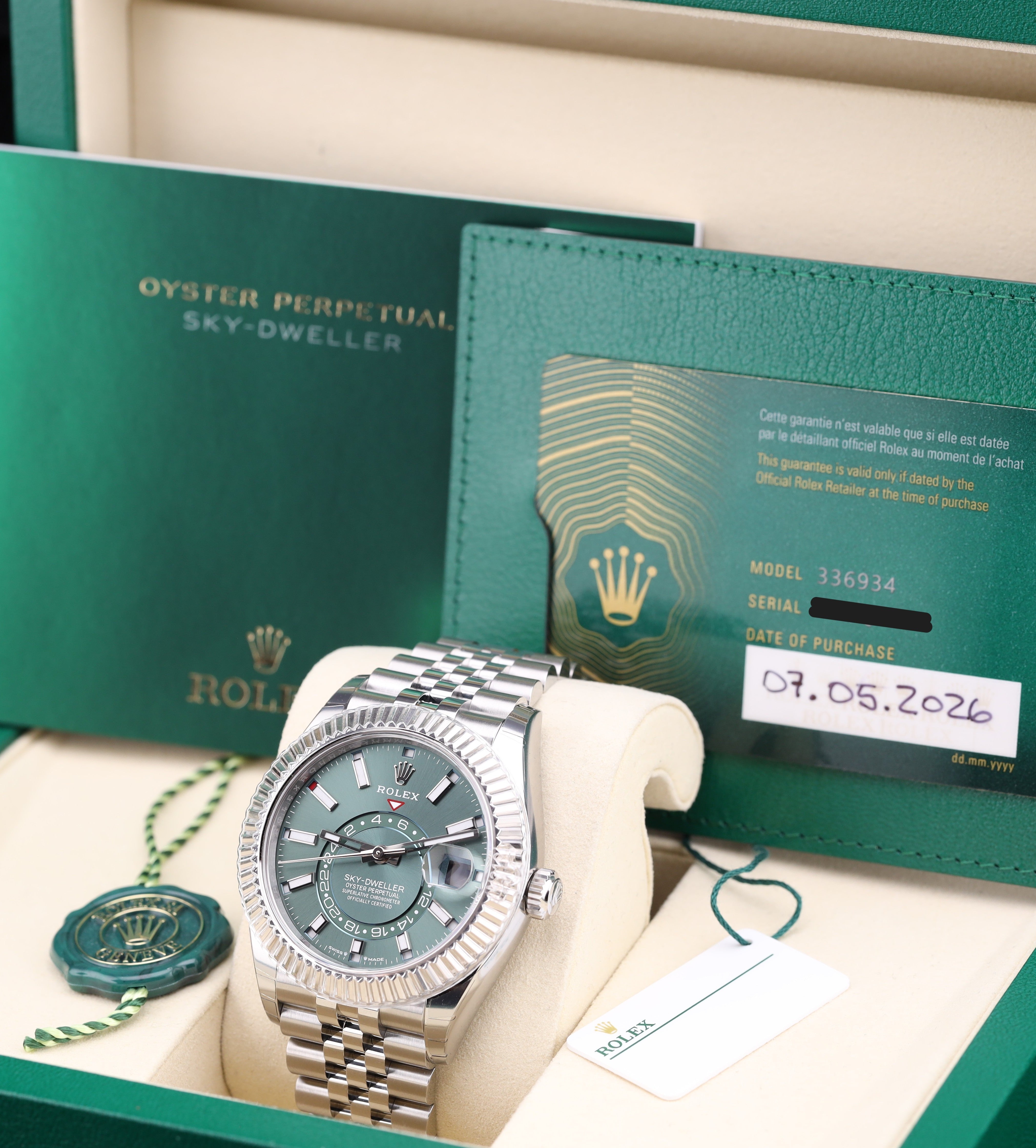 Rolex Sky-Dweller 42 Green Dial on Jubilee 336934 Full Factory