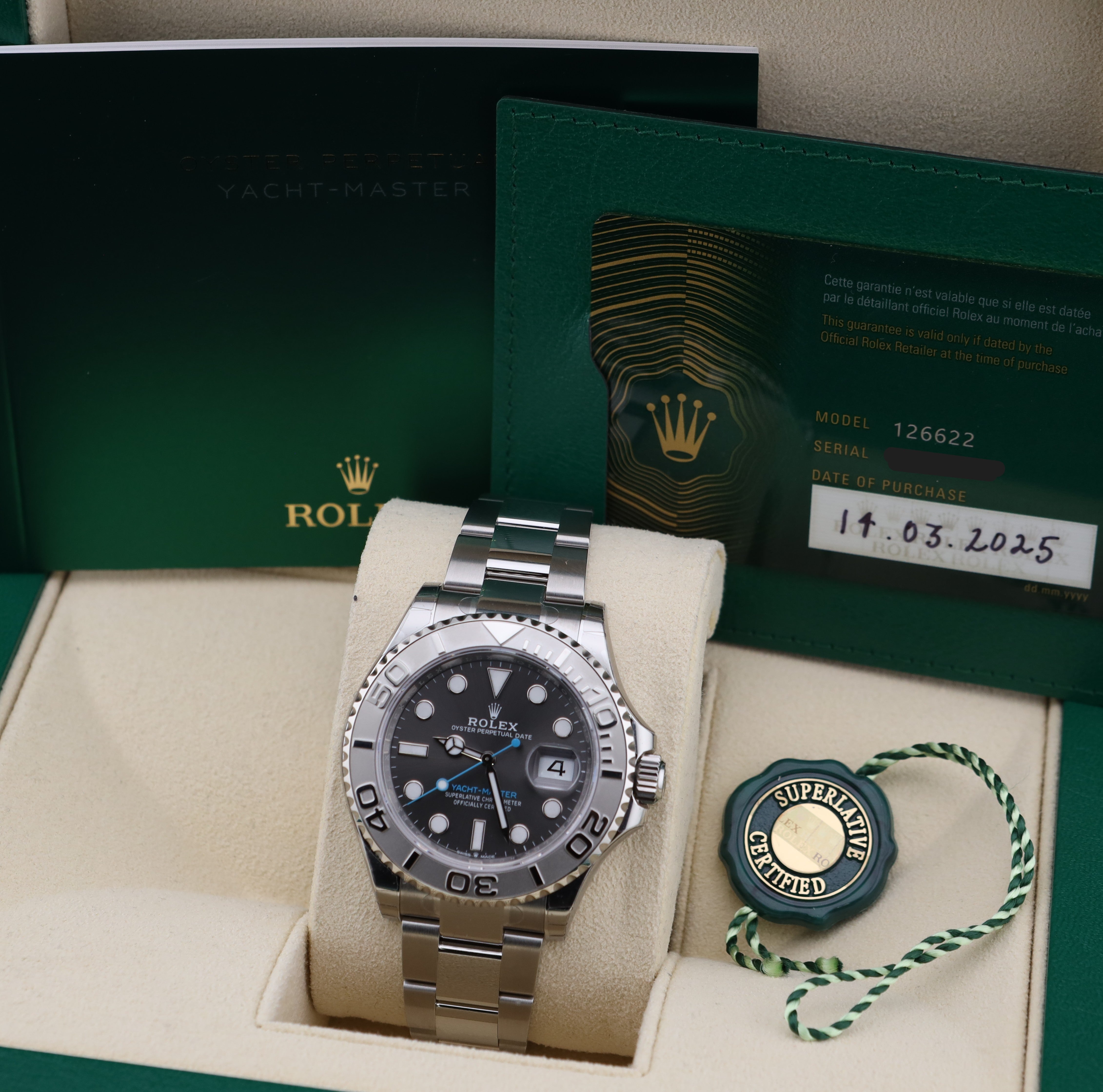 Rolex Yacht-Master 40 Rhodium Slate Dial 126622 Platinum Bezel - 2025