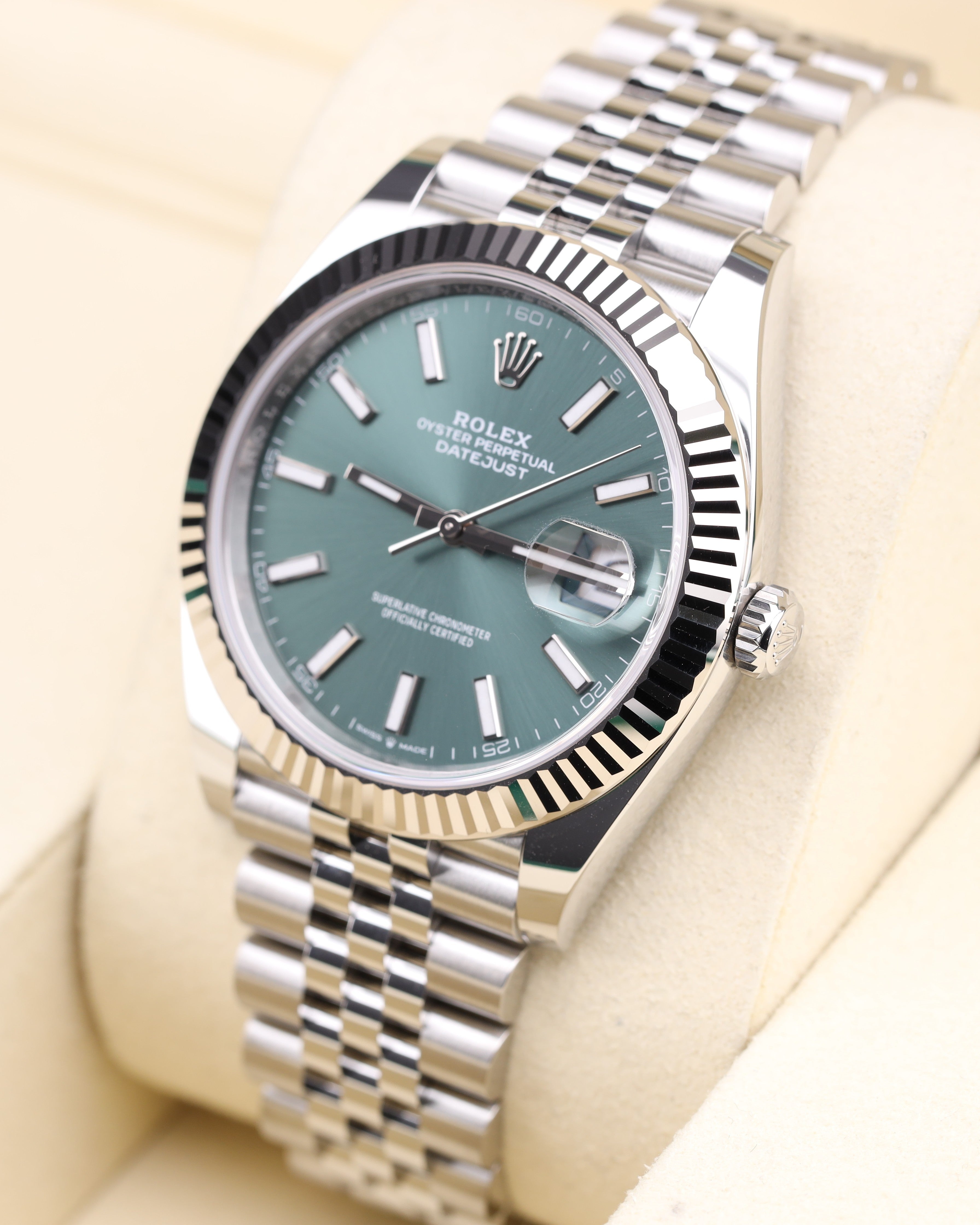 Rolex Datejust 41 Mint Green Dial Jubilee Fluted Bezel 126334