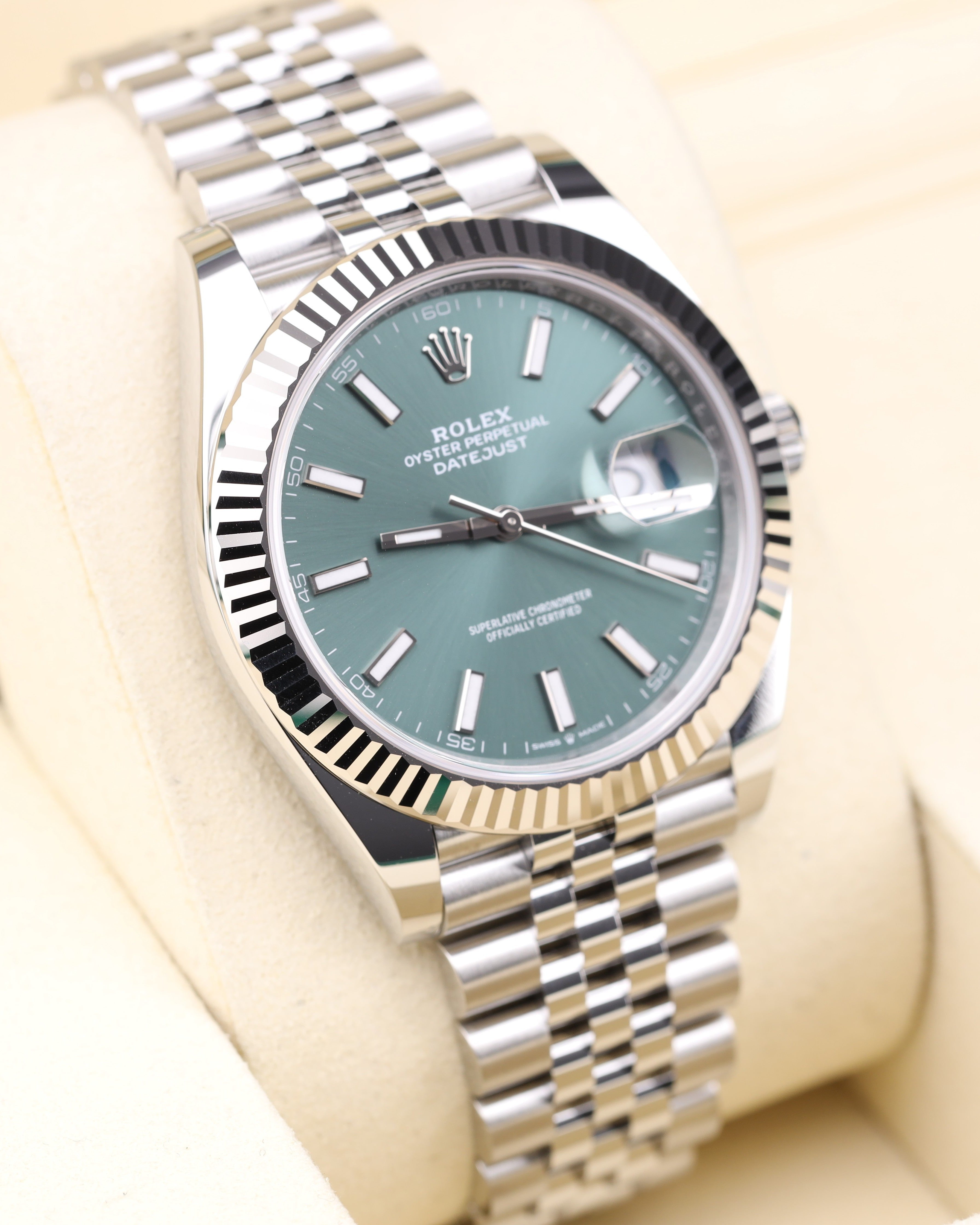 Rolex Datejust 41 Mint Green Dial Jubilee Fluted Bezel 126334