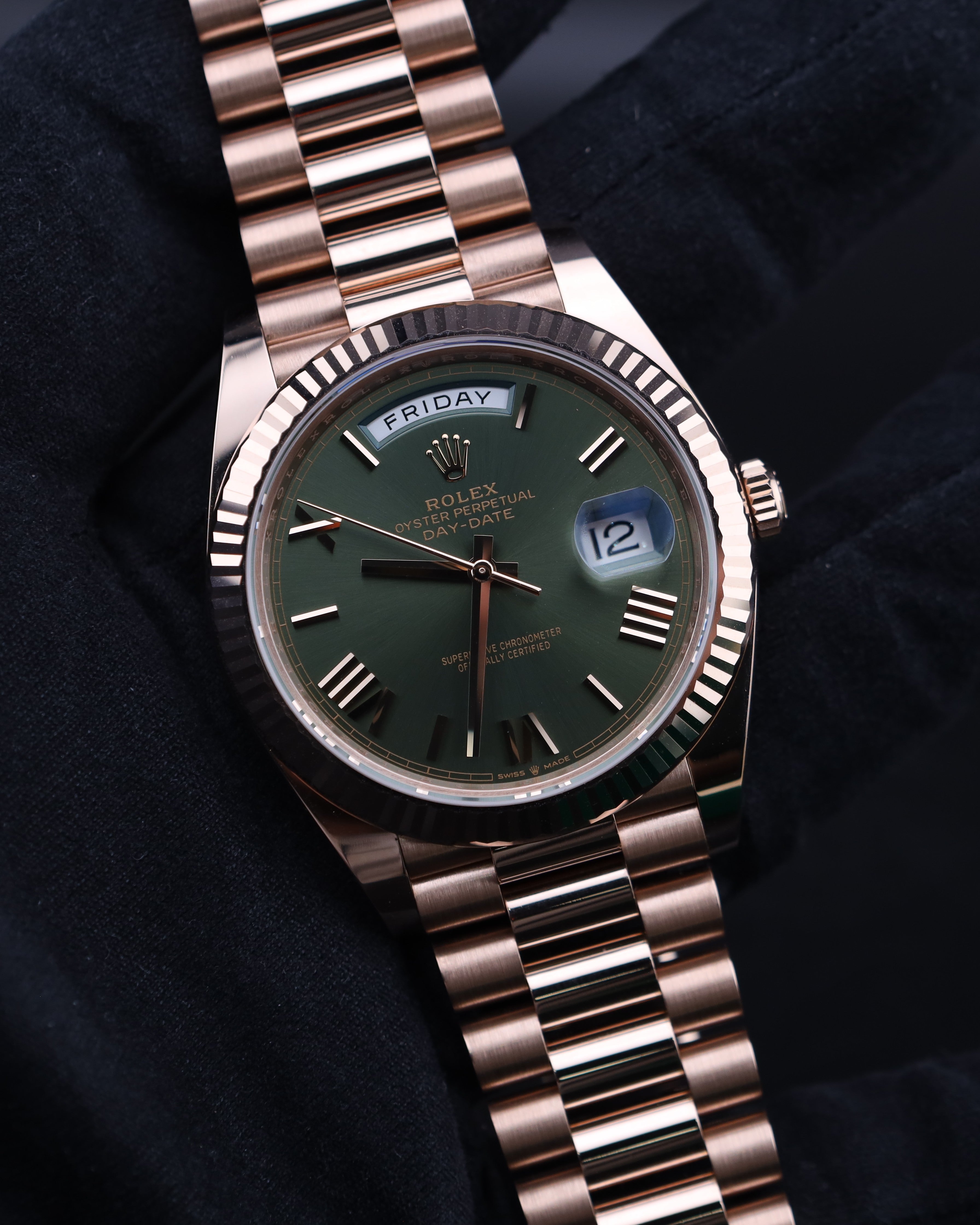 Rolex Day-Date 40 Presidential Olive Rose Gold 228235