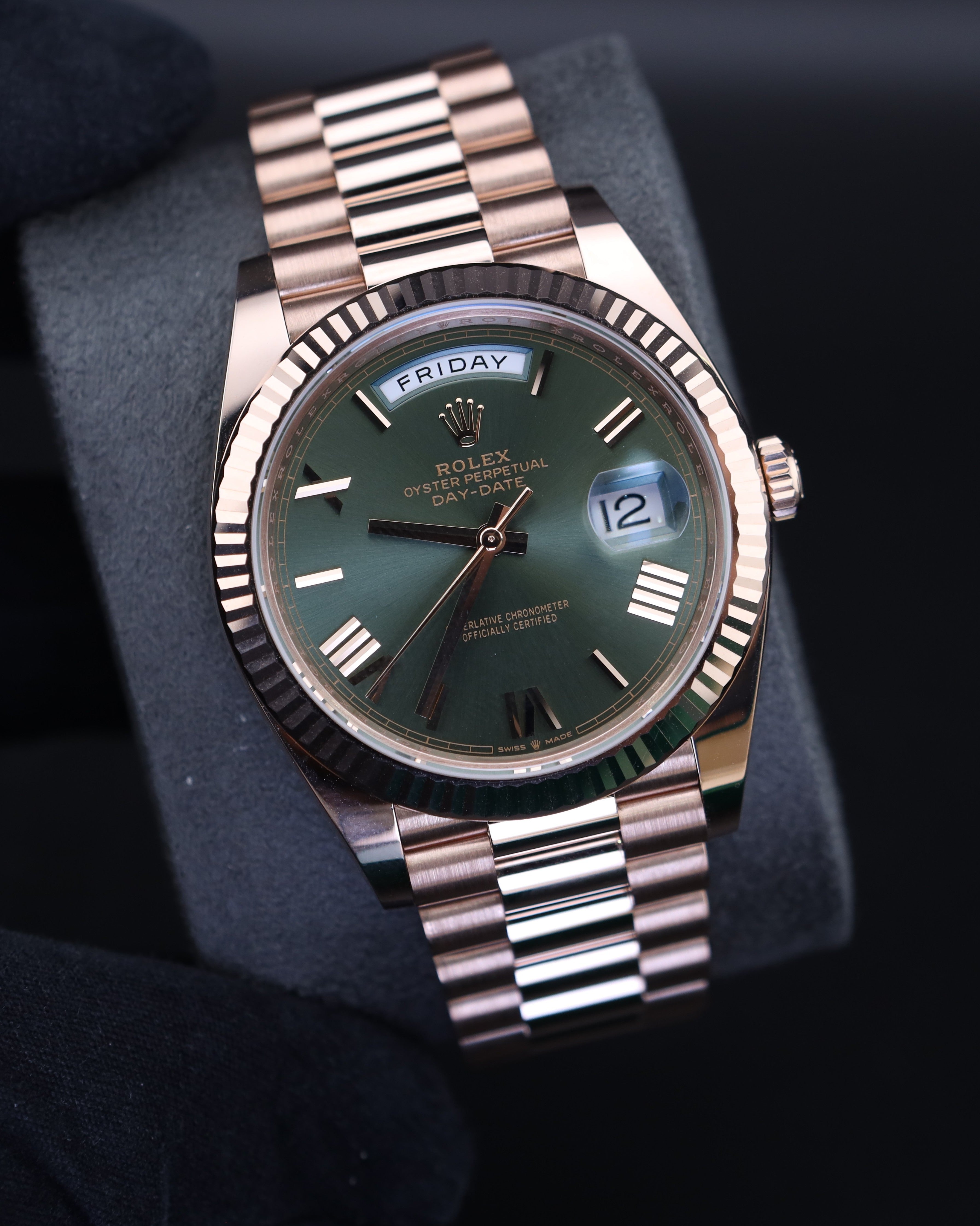 Rolex Day-Date 40 Presidential Olive Rose Gold 228235