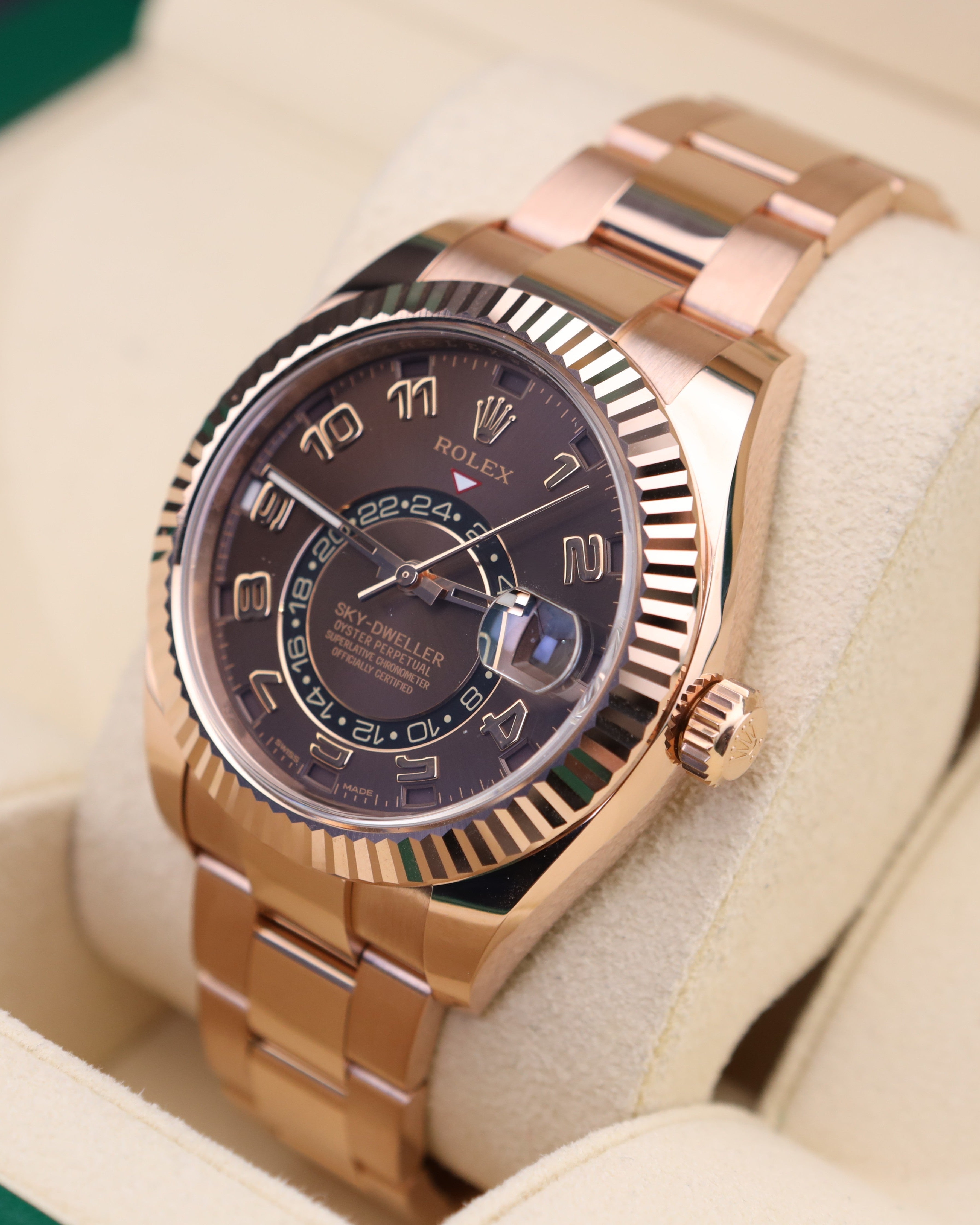 Rolex Sky-Dweller Chocolate Arabic Dial 326935 Rose Gold – MVP