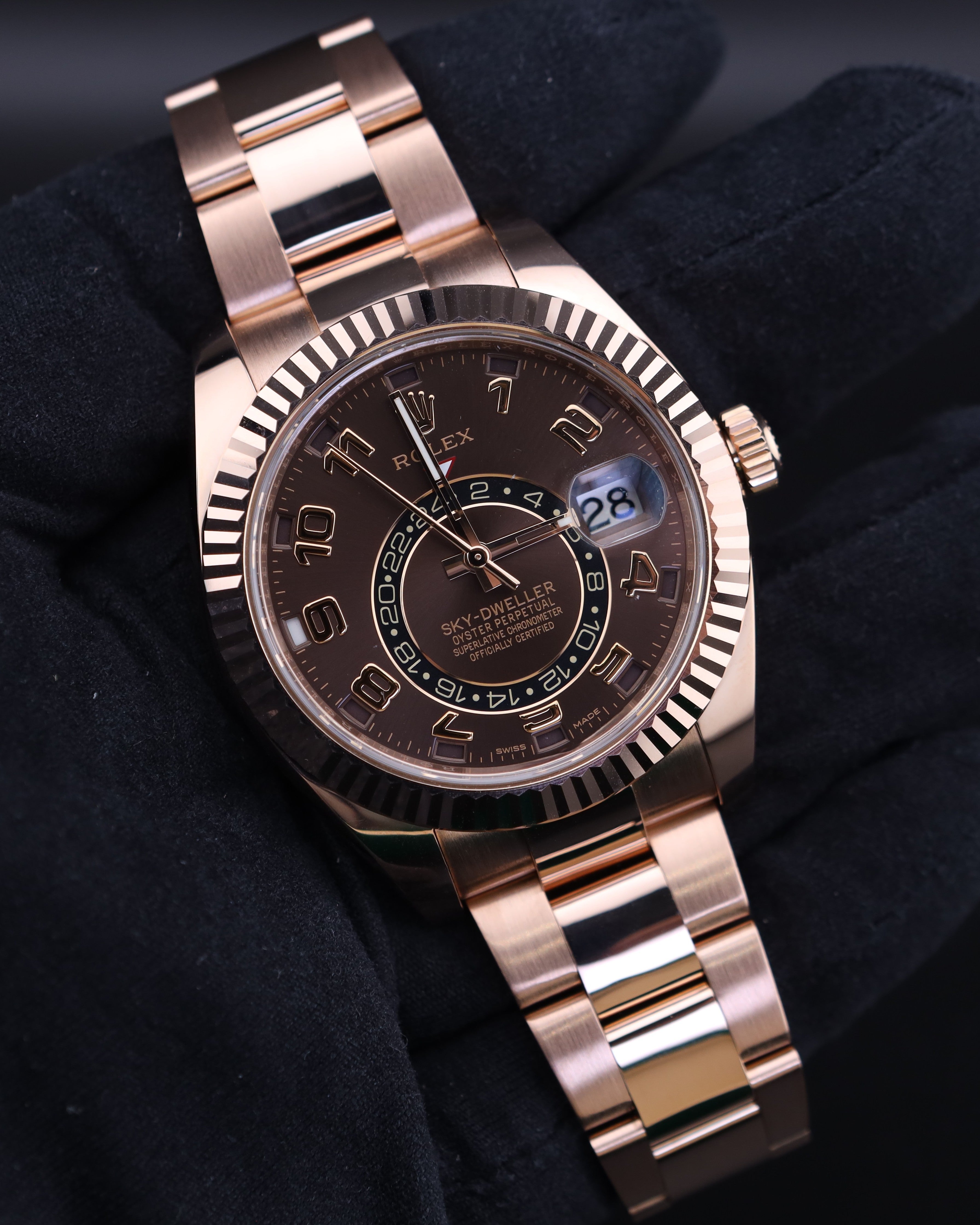 Rolex Sky-Dweller Chocolate Arabic Dial 326935 Rose Gold – MVP