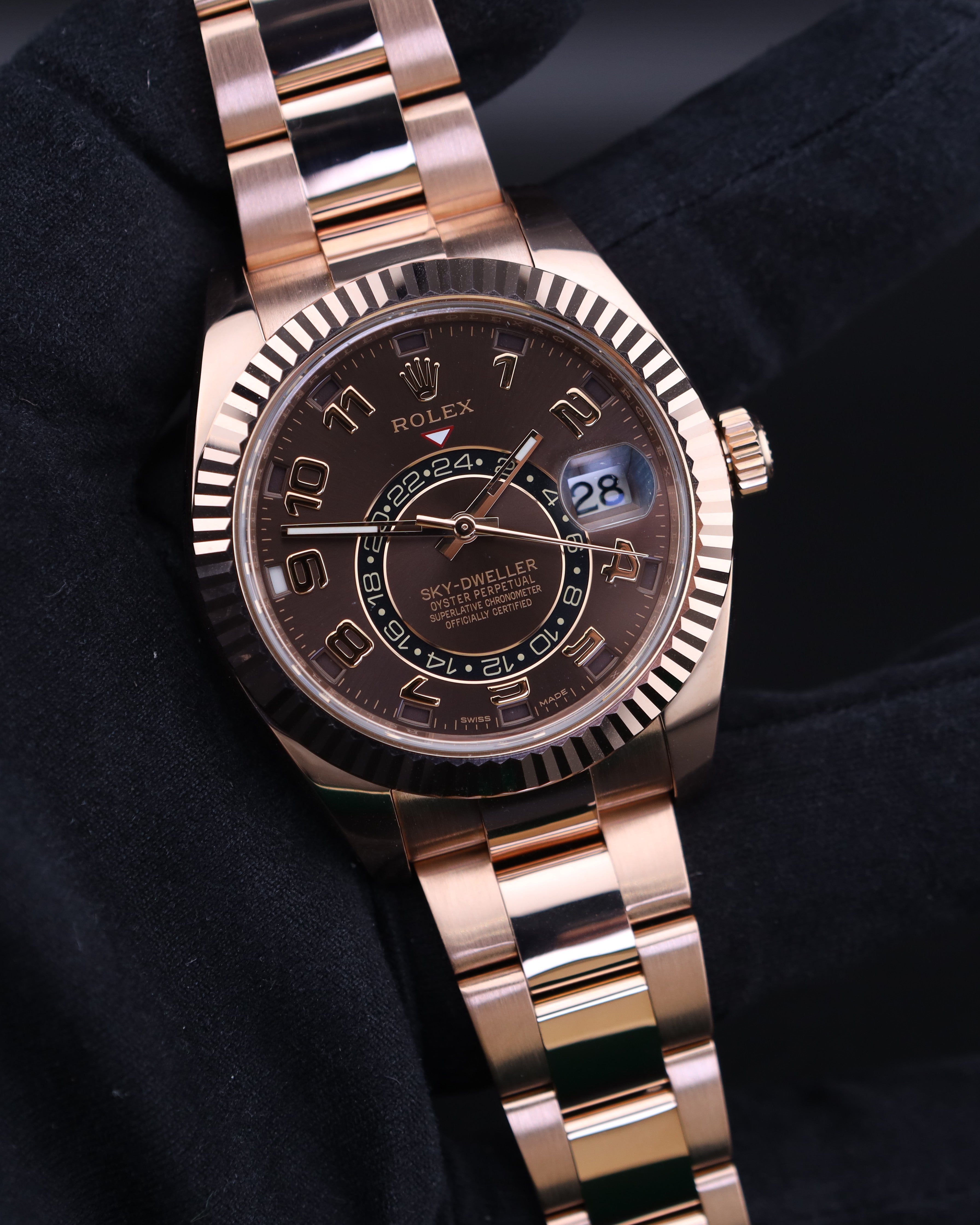 Rolex Sky-Dweller Chocolate Arabic Dial 326935 Rose Gold – MVP