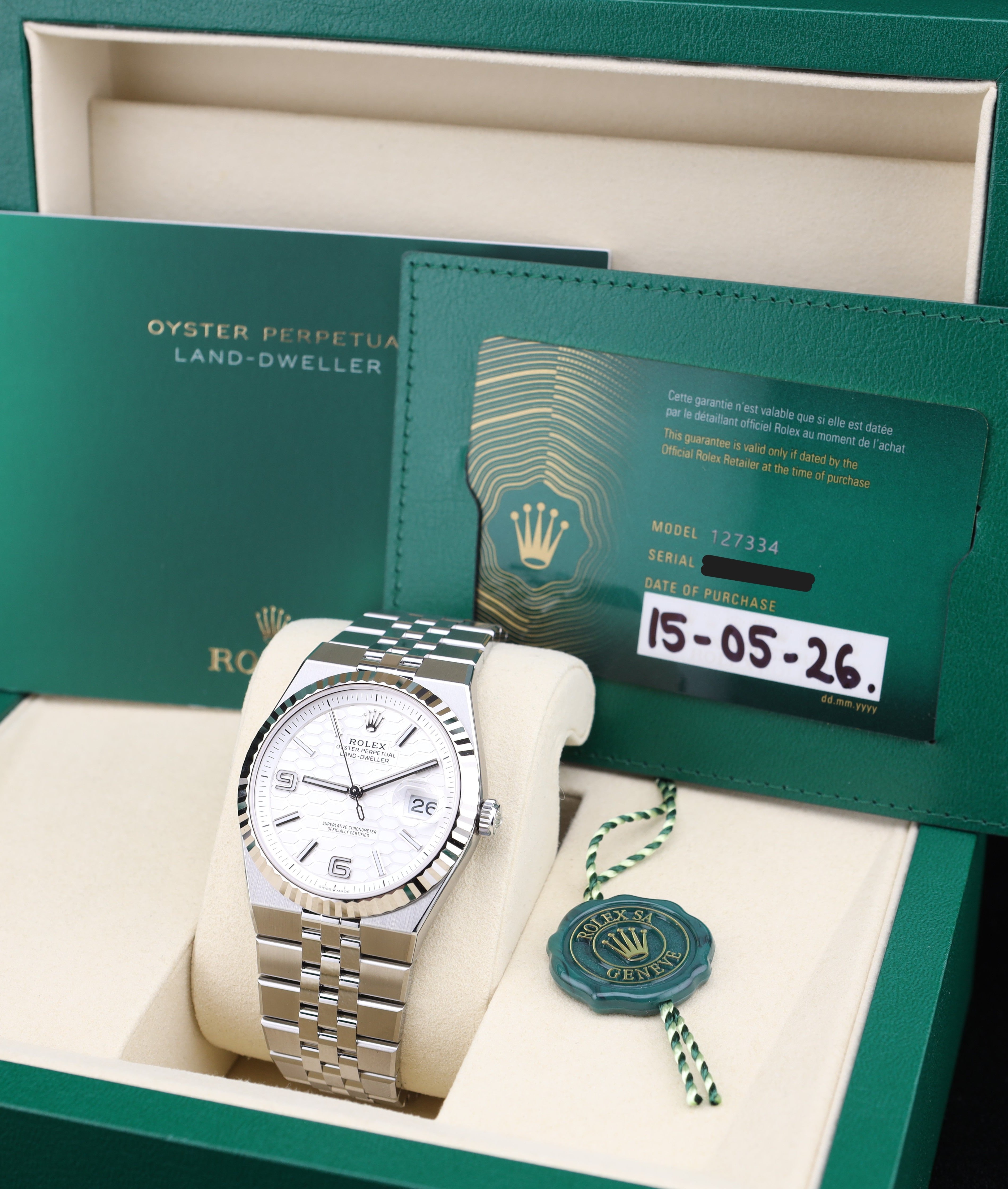 Rolex Land-Dweller 40 White Honeycomb Dial 127334