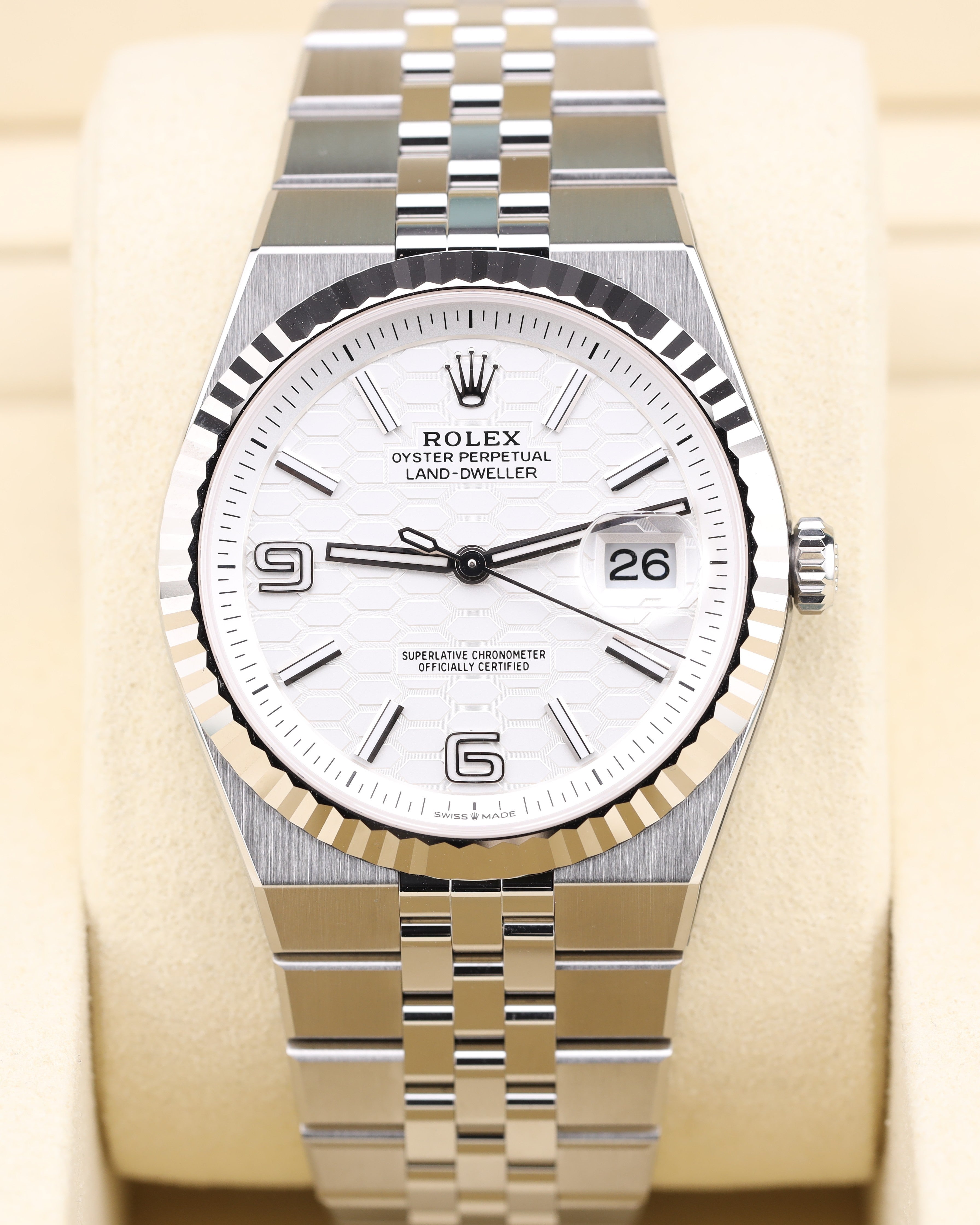 Rolex Land-Dweller 40 White Honeycomb Dial 127334