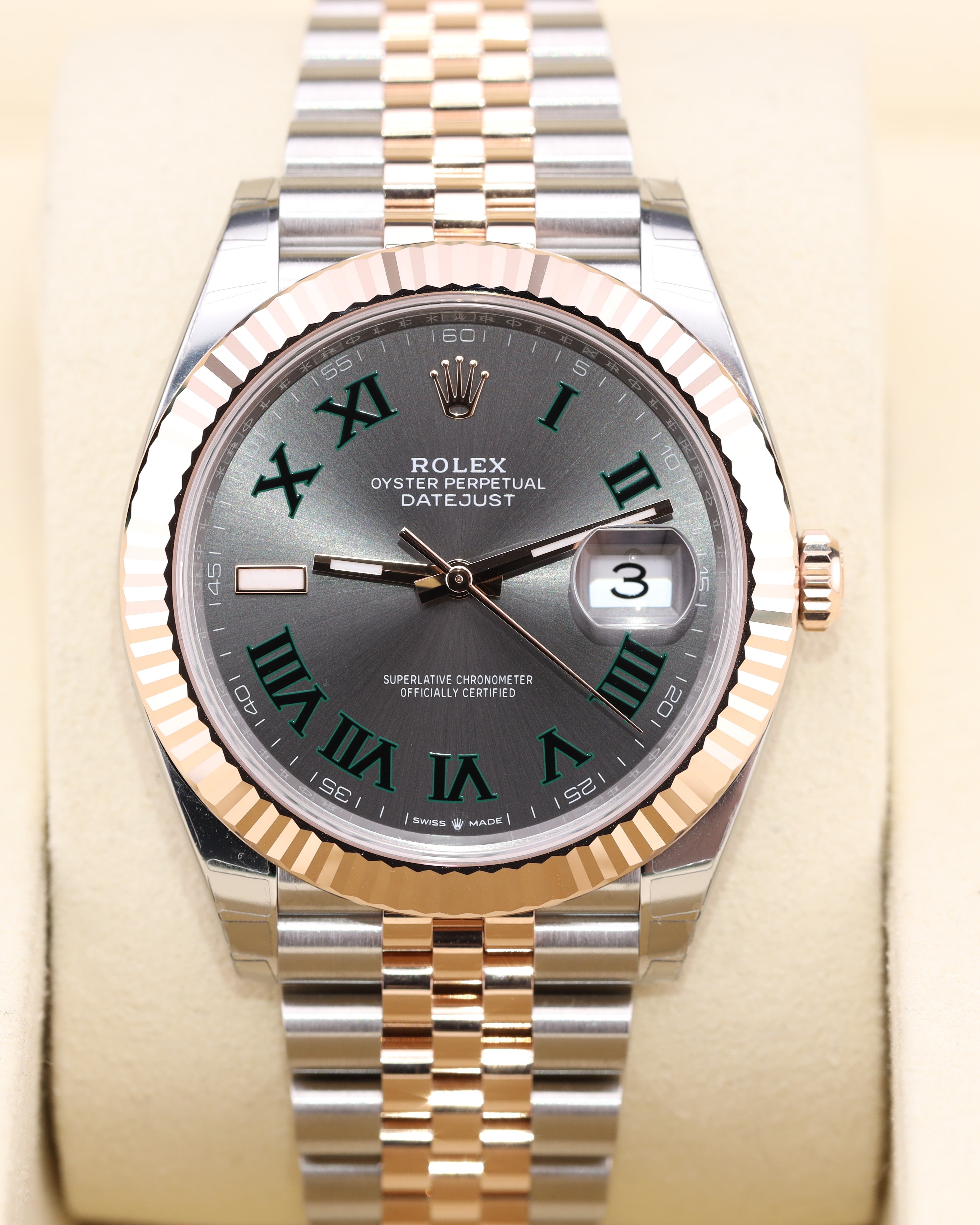 Rolex Datejust 41 Rose Gold Wimbledon on Jubilee 126331