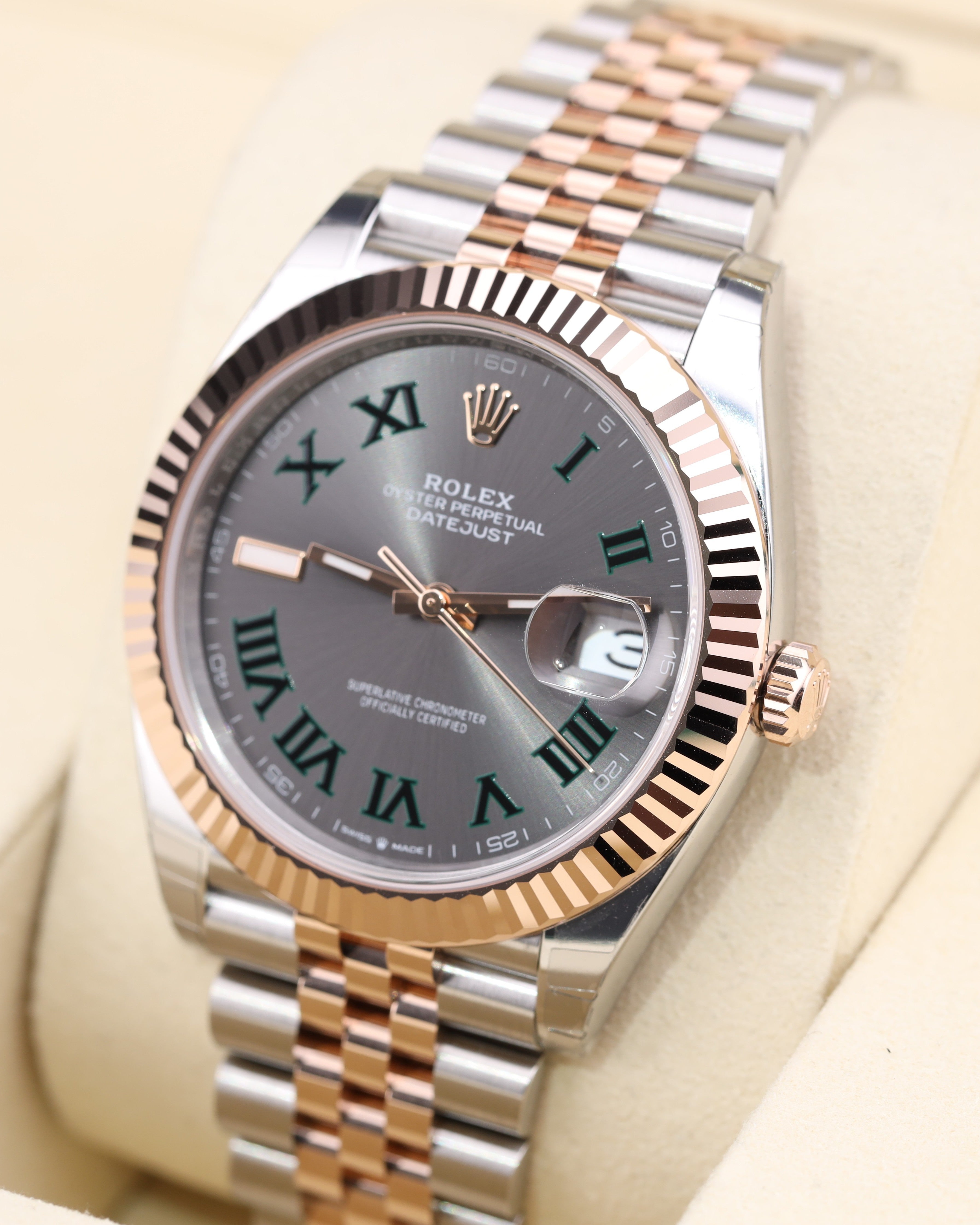 Rolex Datejust 41 Rose Gold Wimbledon on Jubilee 126331