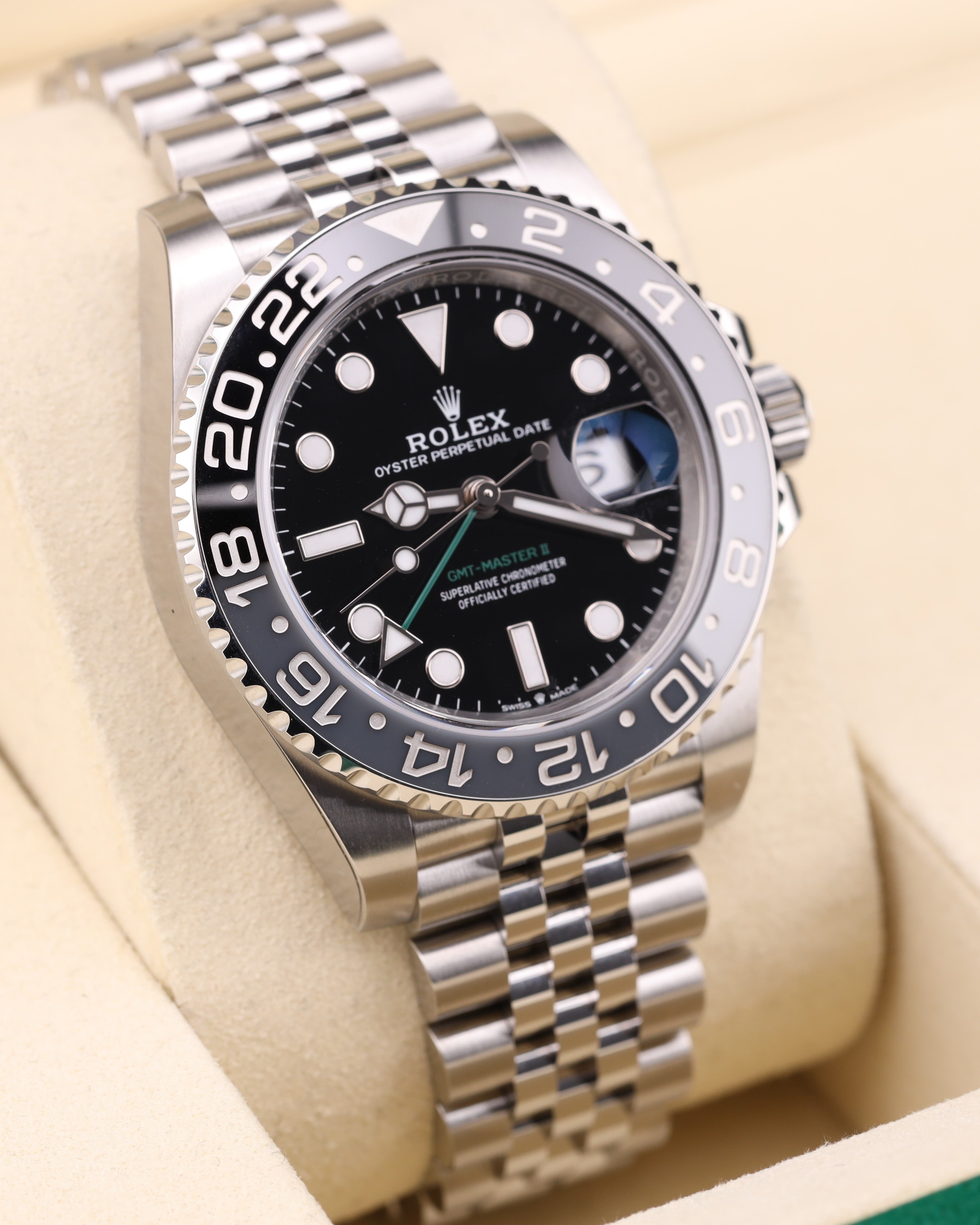 Rolex GMT-Master II Bruce Wayne on Jubilee 126710GRNR Factory Stickers 2026