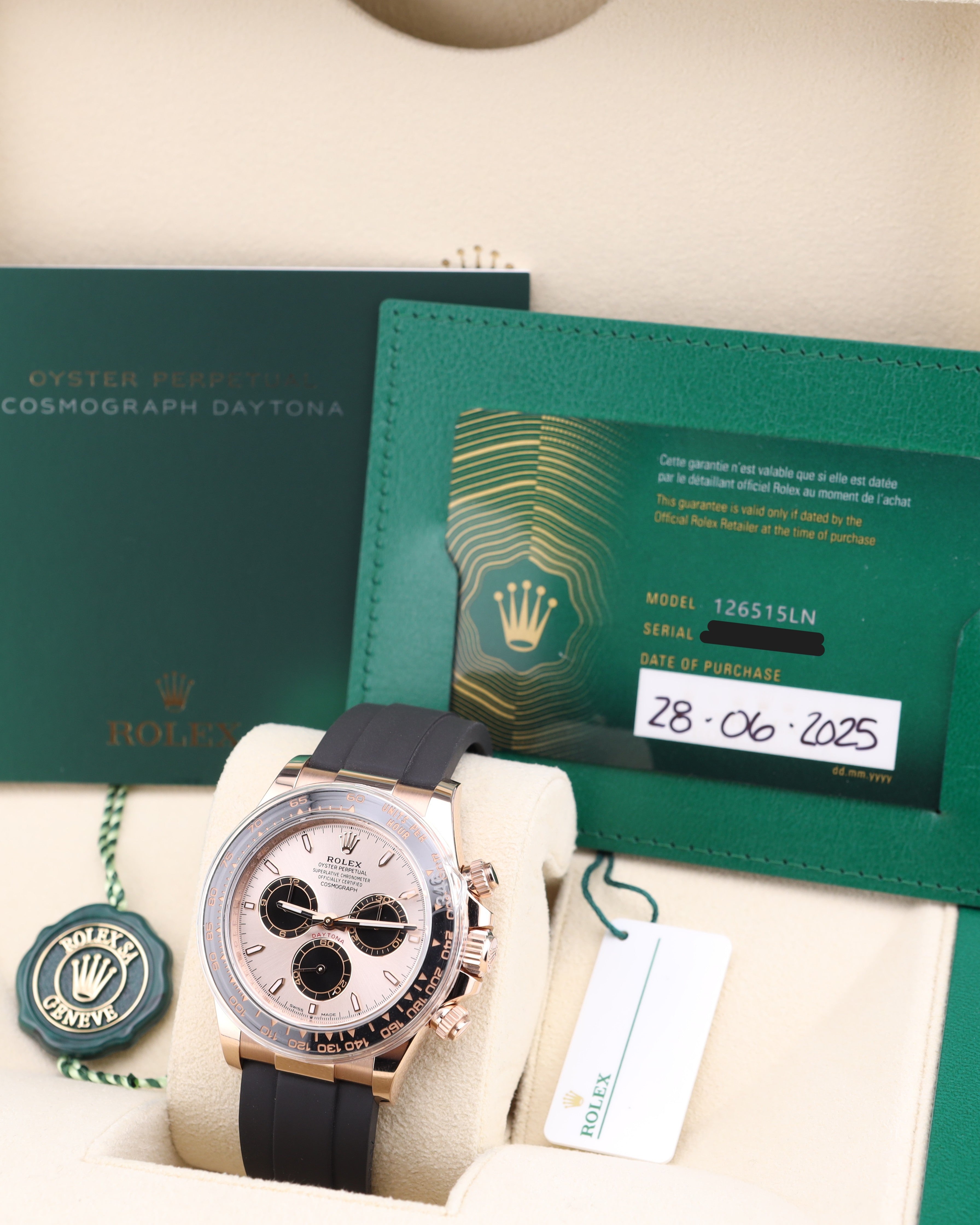 Rolex Daytona Sundust Dial Everose Gold Oysterflex 126515LN