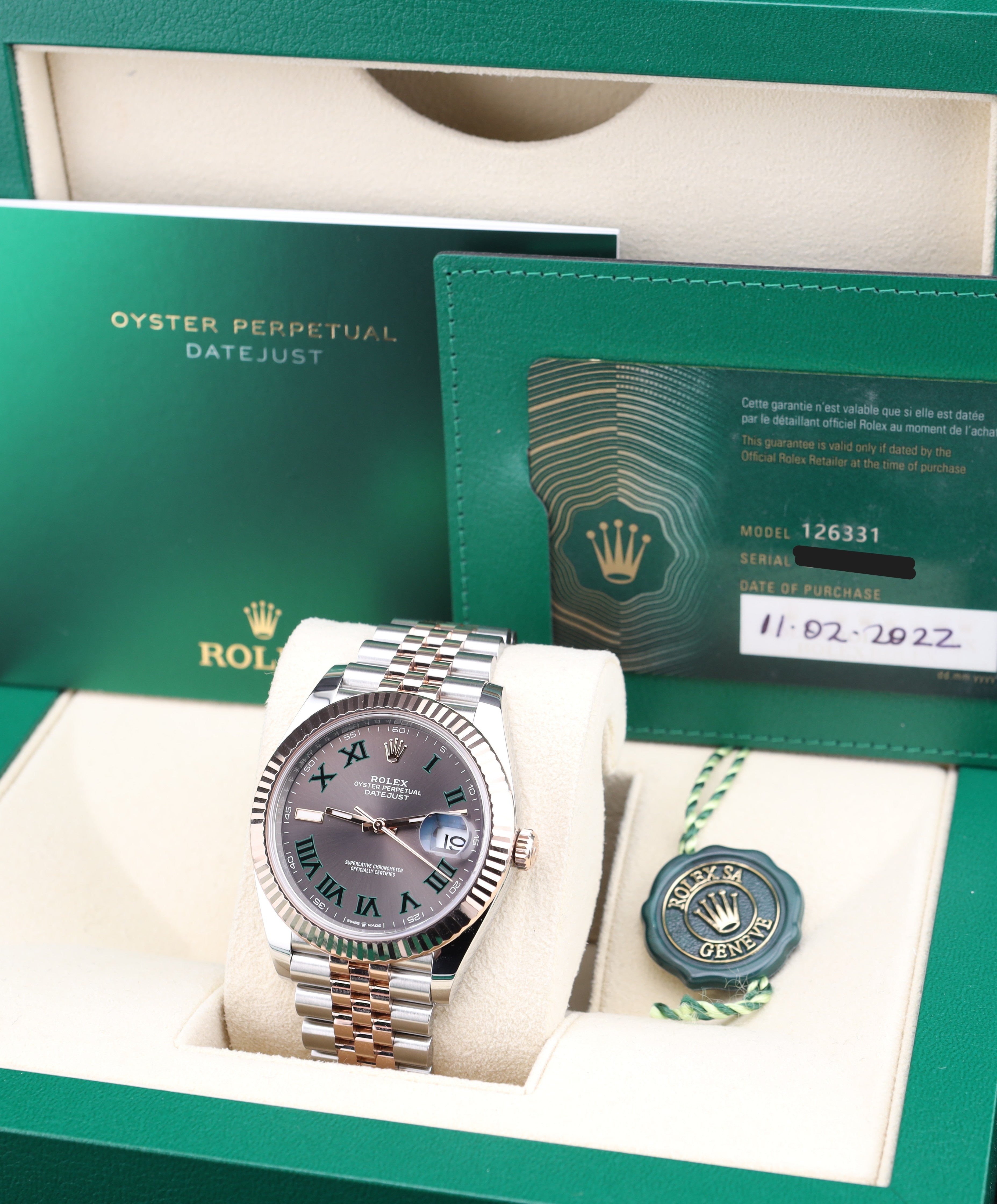 Rolex Datejust 41 Wimbledon Dial Two Tone Rose Gold Jubilee 126331