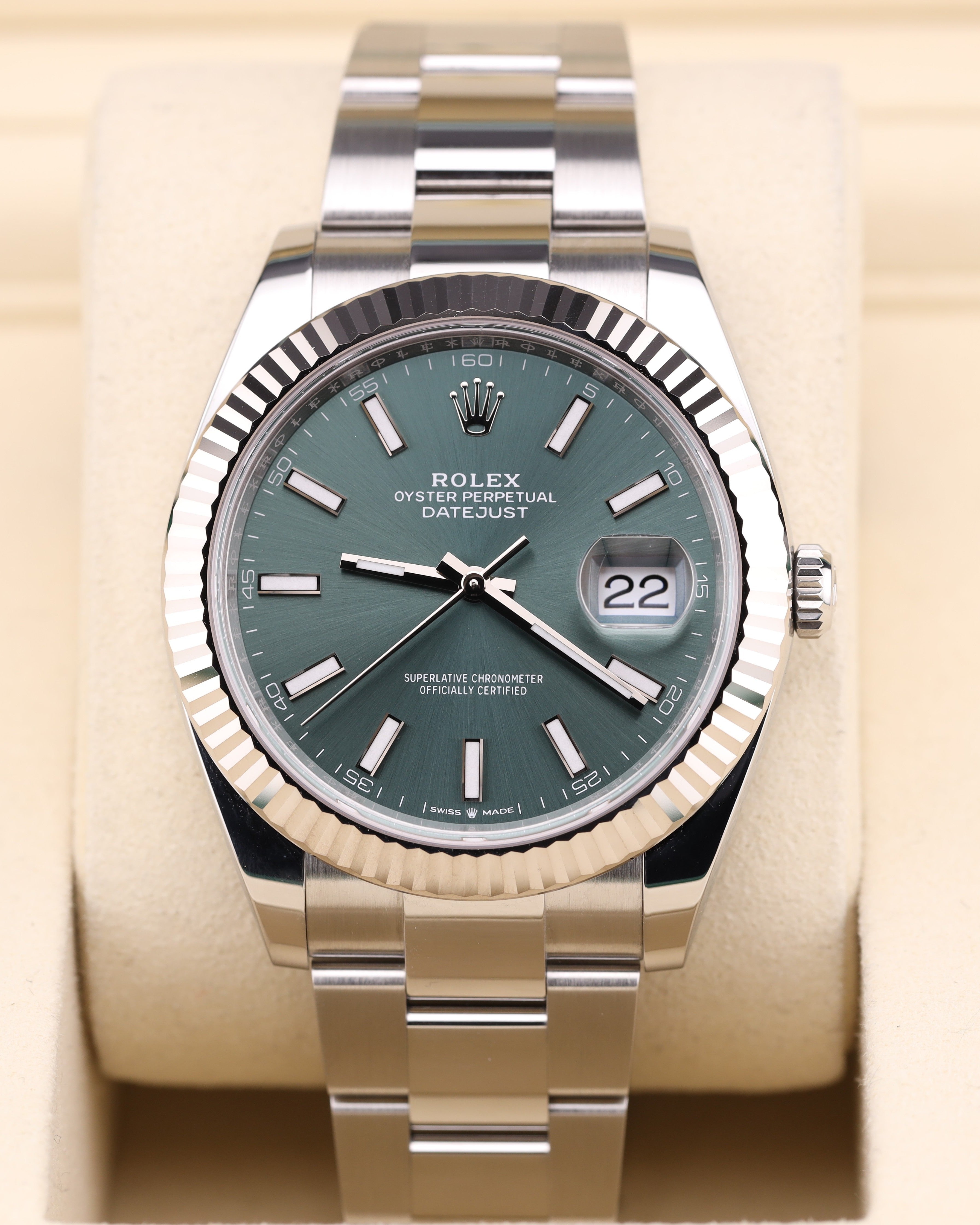 Rolex Datejust 41 Mint Green Oyster Fluted Bezel 126334