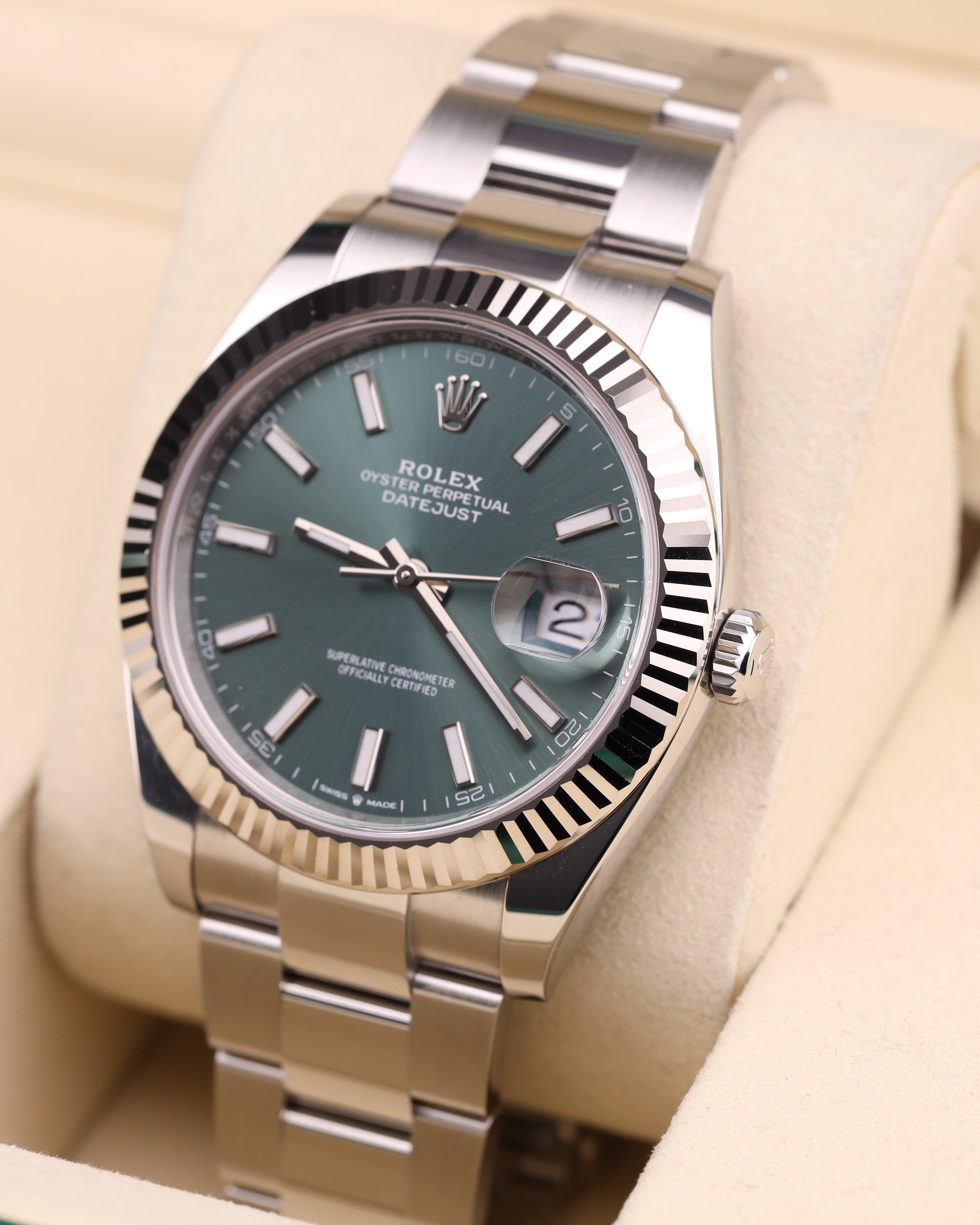 Rolex Datejust 41 Mint Green Oyster Fluted Bezel 126334