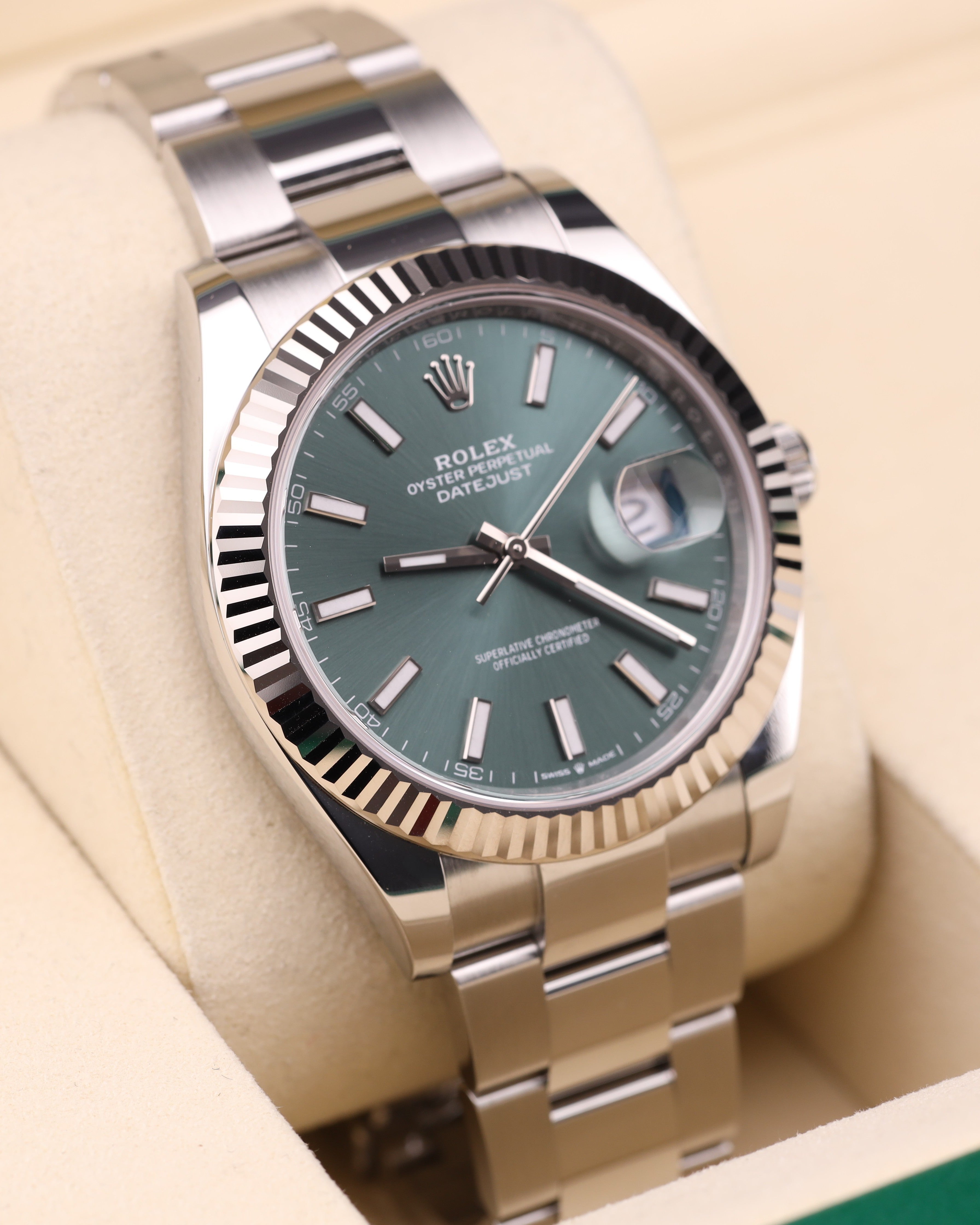 Rolex Datejust 41 Mint Green Oyster Fluted Bezel 126334