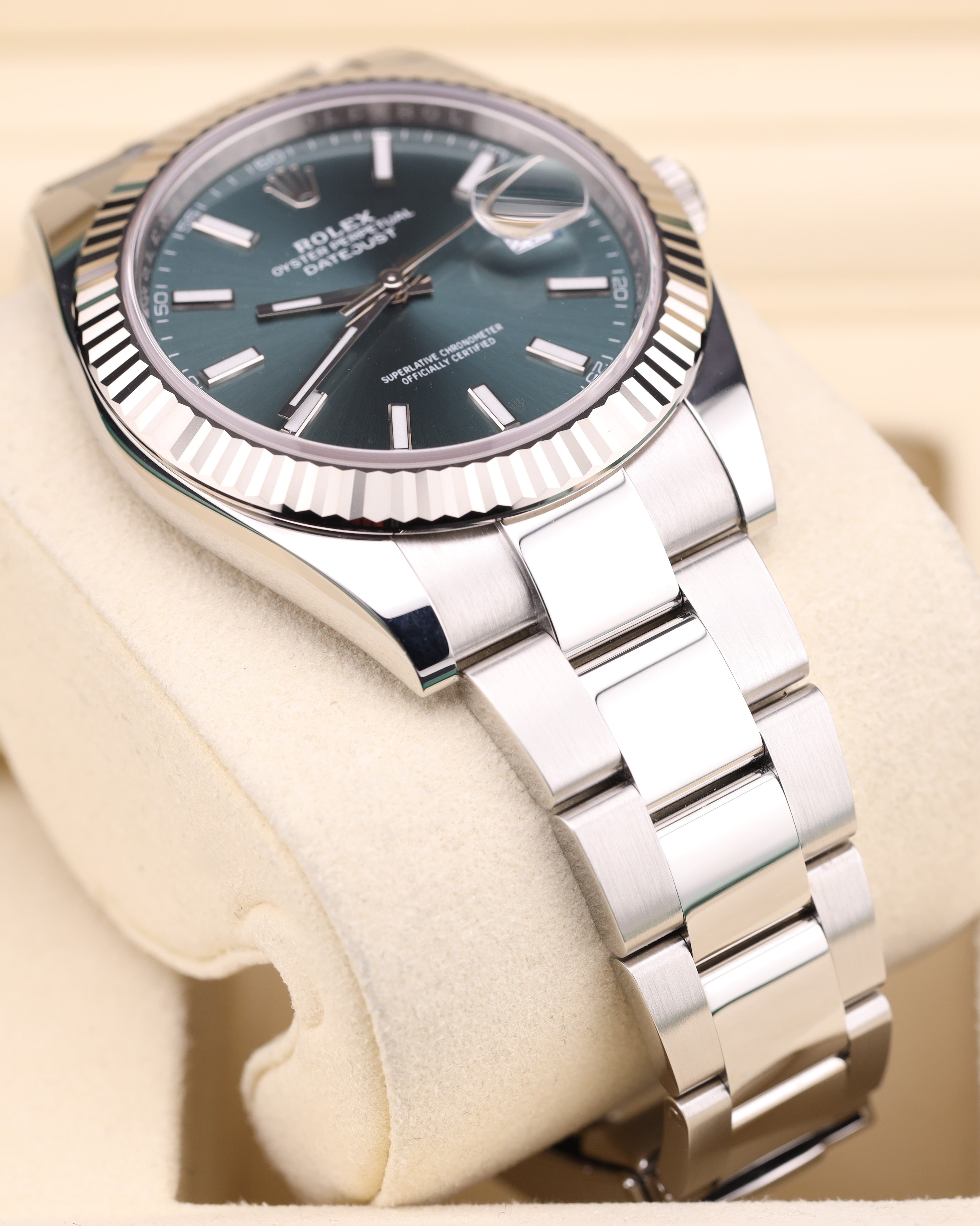 Rolex Datejust 41 Mint Green Oyster Fluted Bezel 126334