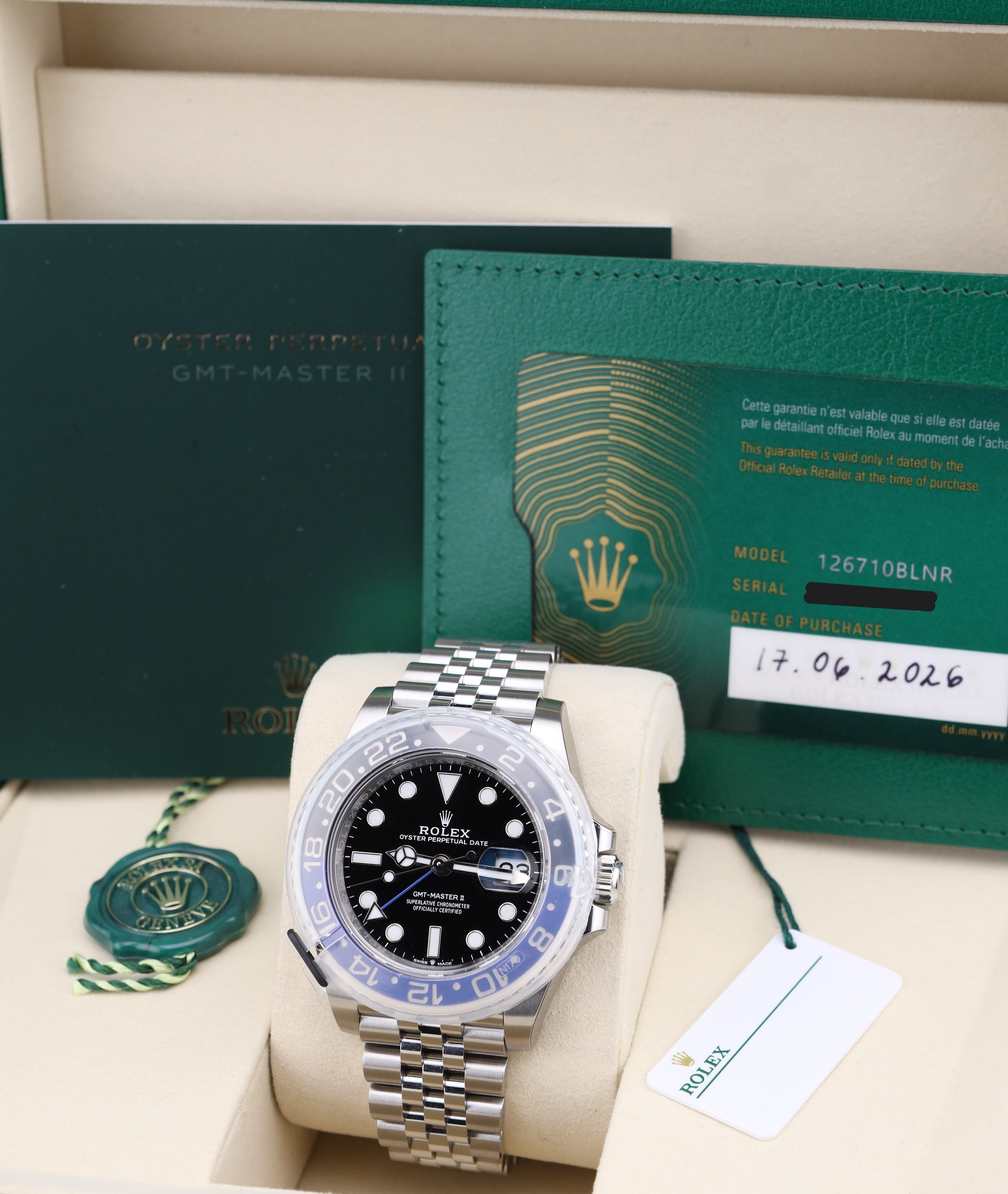 Rolex GMT-Master II Batgirl/Batman Jubilee 126710BLNR Factory Stickers 2026
