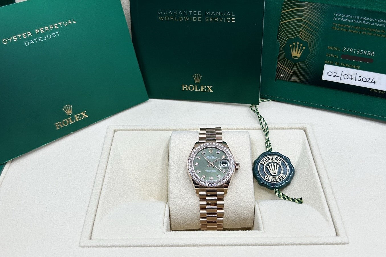 Rolex Lady-Datejust Presidential Olive Diamond 279135RBR