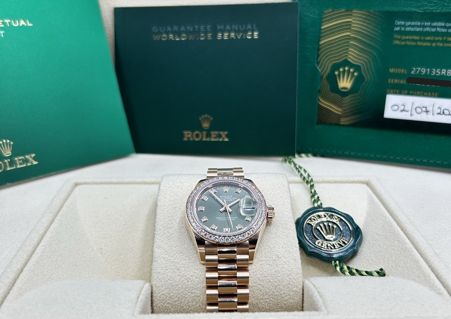 Rolex Lady-Datejust Presidential Olive Diamond 279135RBR