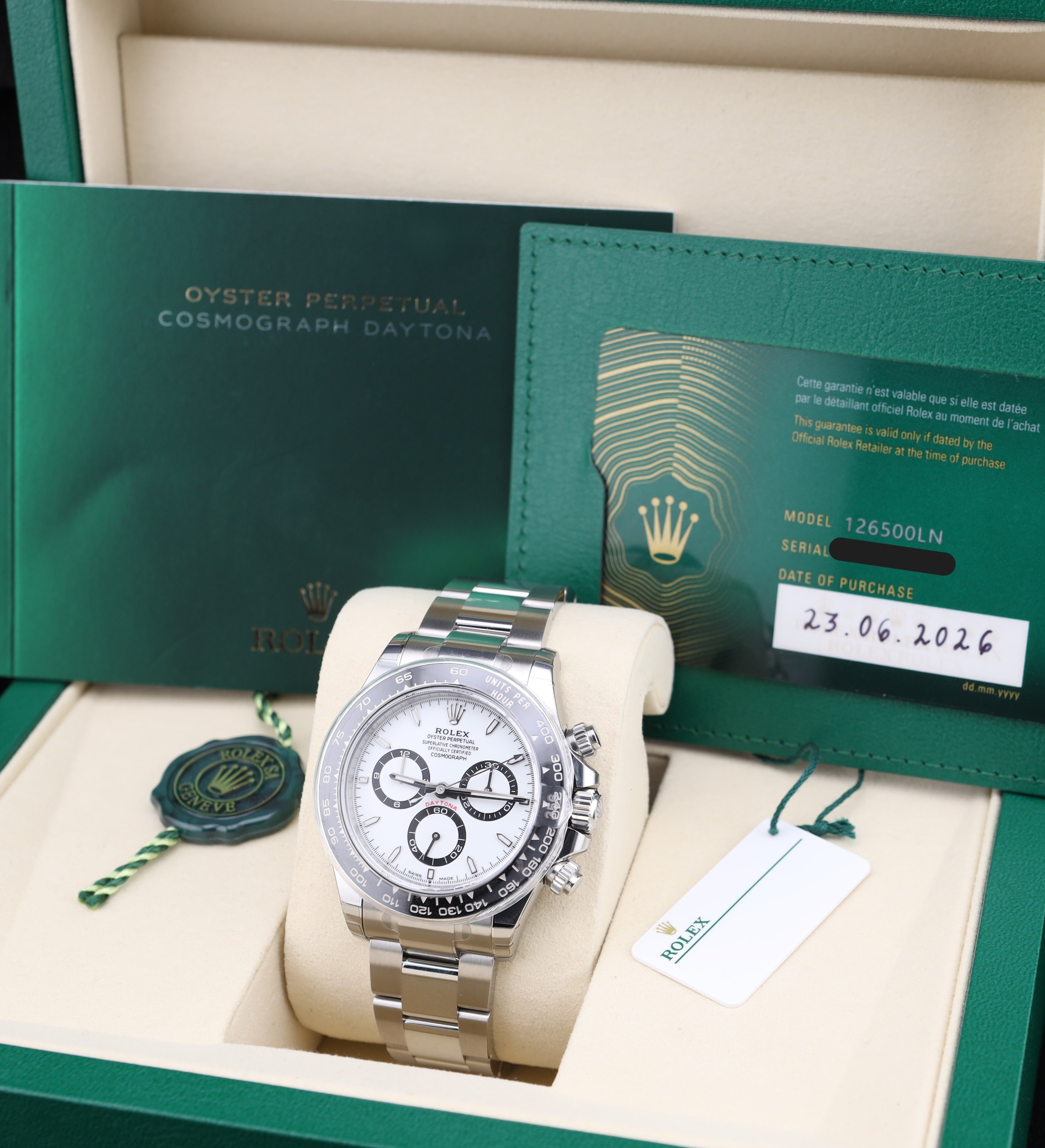 Rolex Daytona Panda White Dial 126500LN Factory Stickers 2026