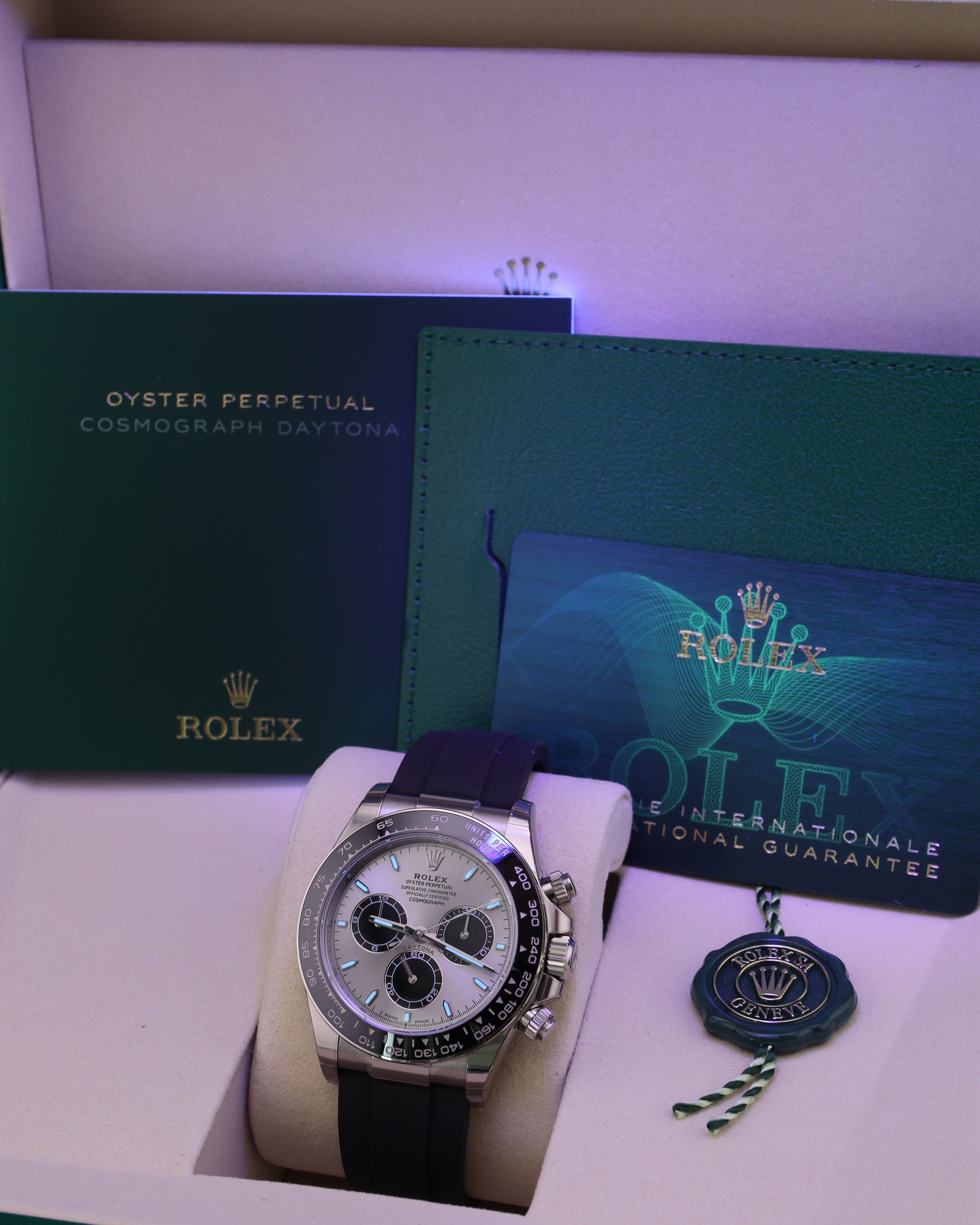 new Rolex wood-grain style warranty card