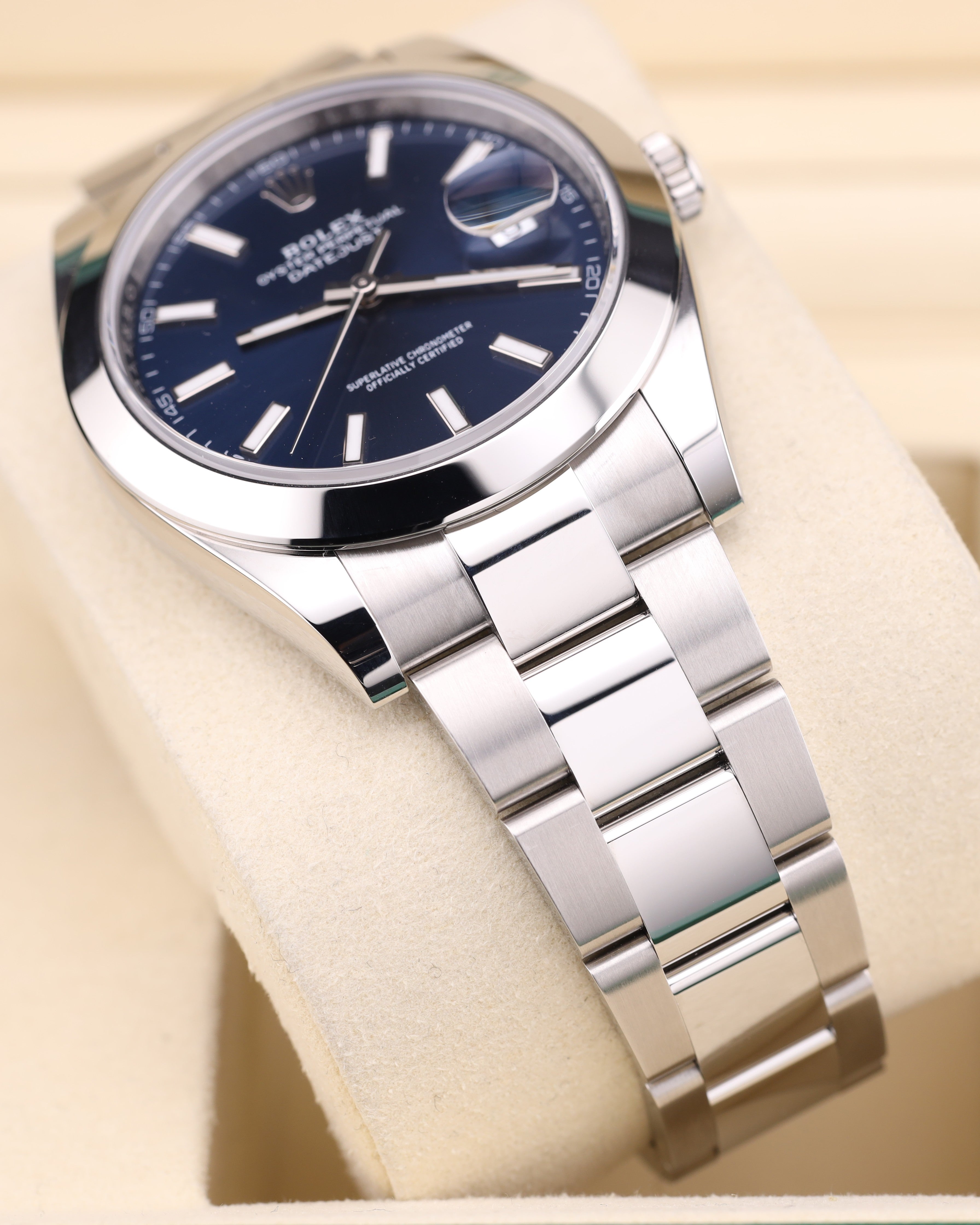 Rolex Datejust 41 Blue Dial Smooth Bezel on Oyster 126300