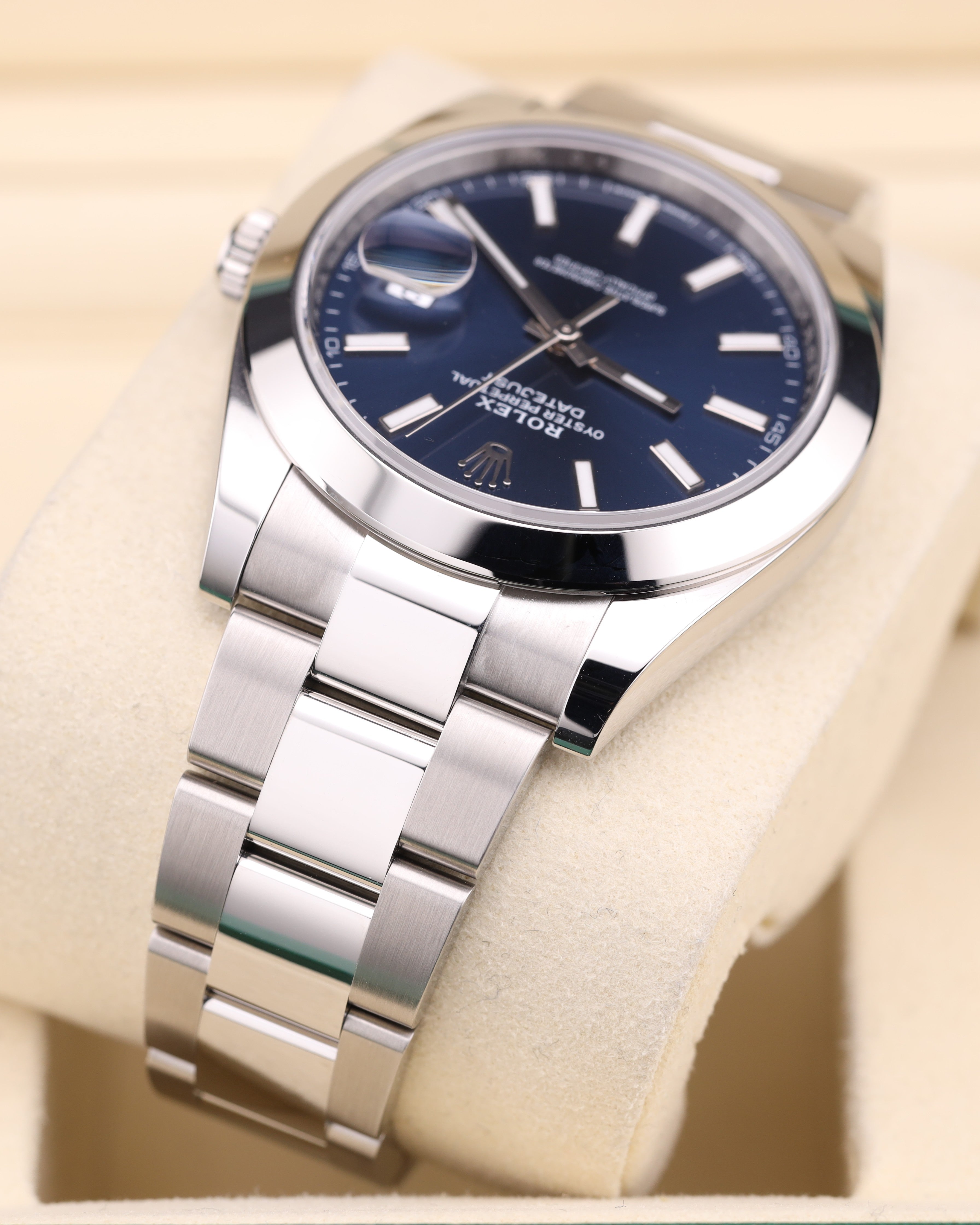 Rolex Datejust 41 Blue Dial Smooth Bezel on Oyster 126300