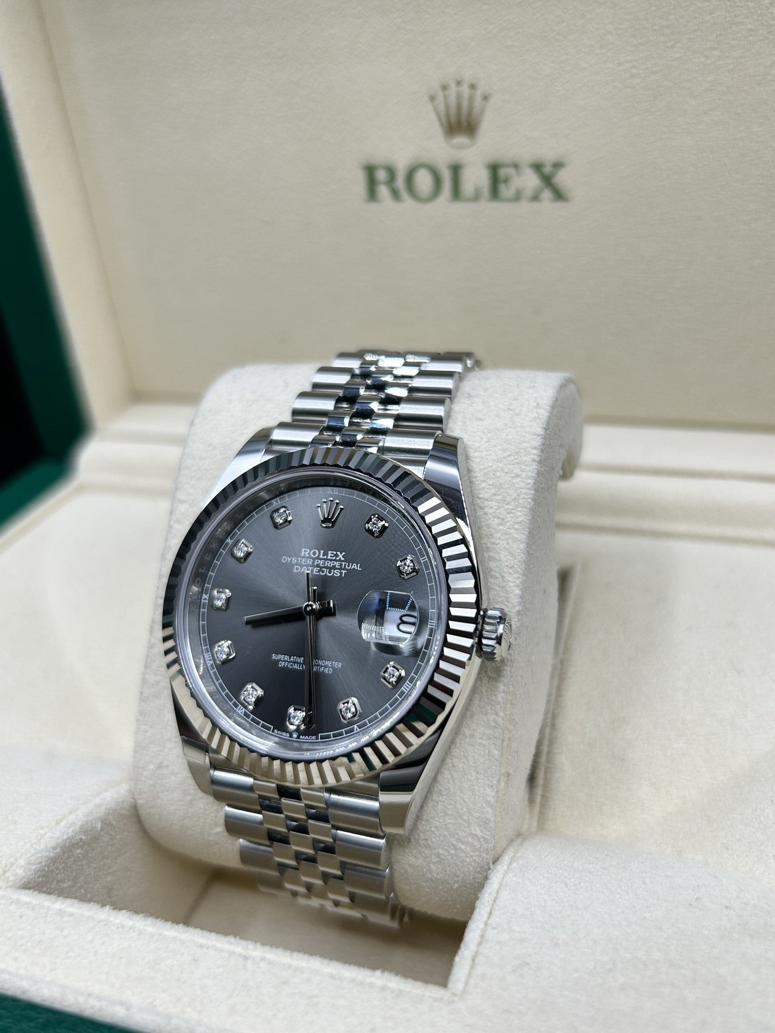 Rolex Datejust 41 Slate/Rhodium Diamond Dial