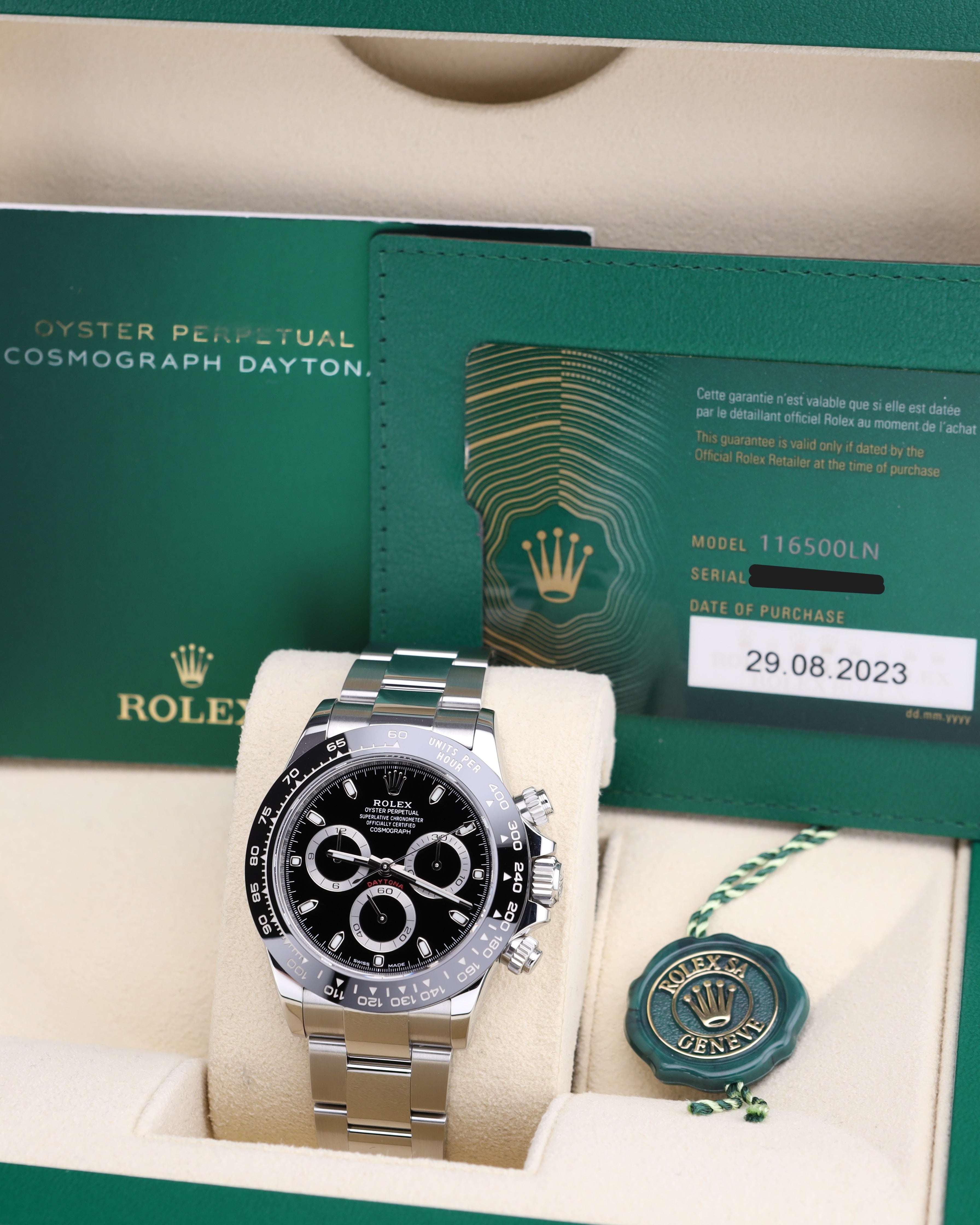 Rolex Daytona Black Dial Black Bezel Oyster 116500LN 2023 Full Set
