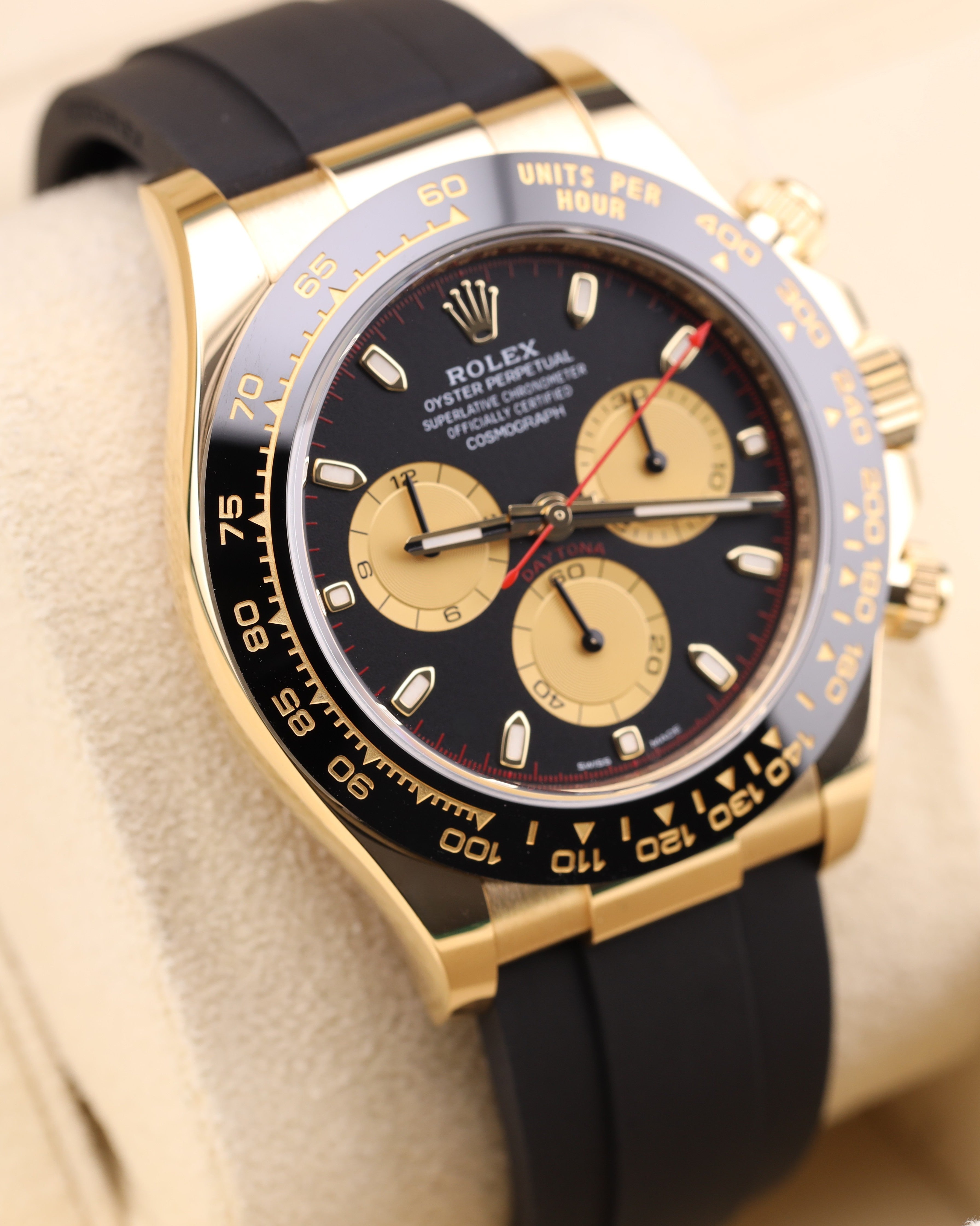 Rolex Daytona Paul Newman Yellow Gold Black Dial Red Hand 116518LN Oysterflex