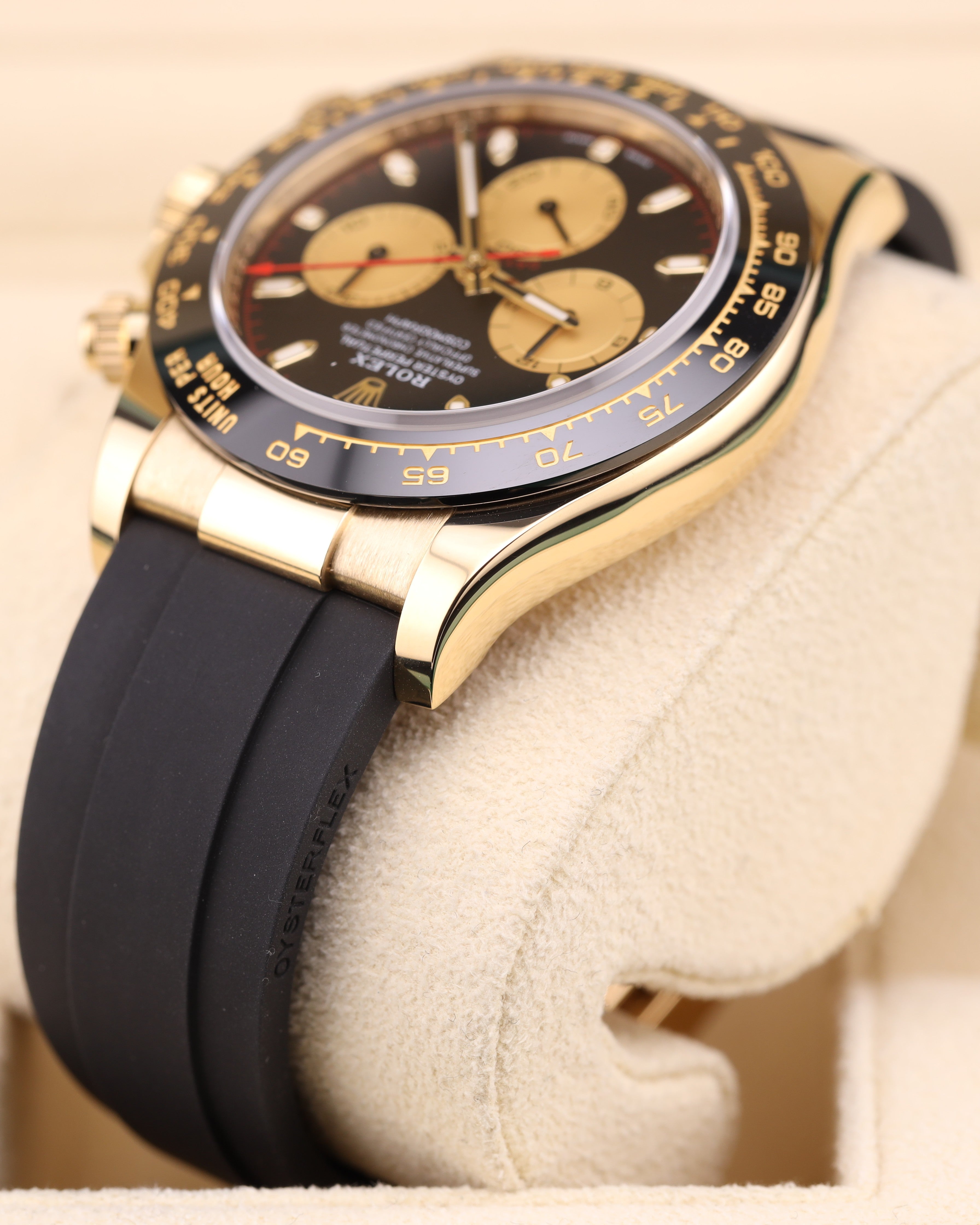 Rolex Daytona Paul Newman Yellow Gold Black Dial Red Hand 116518LN Oysterflex