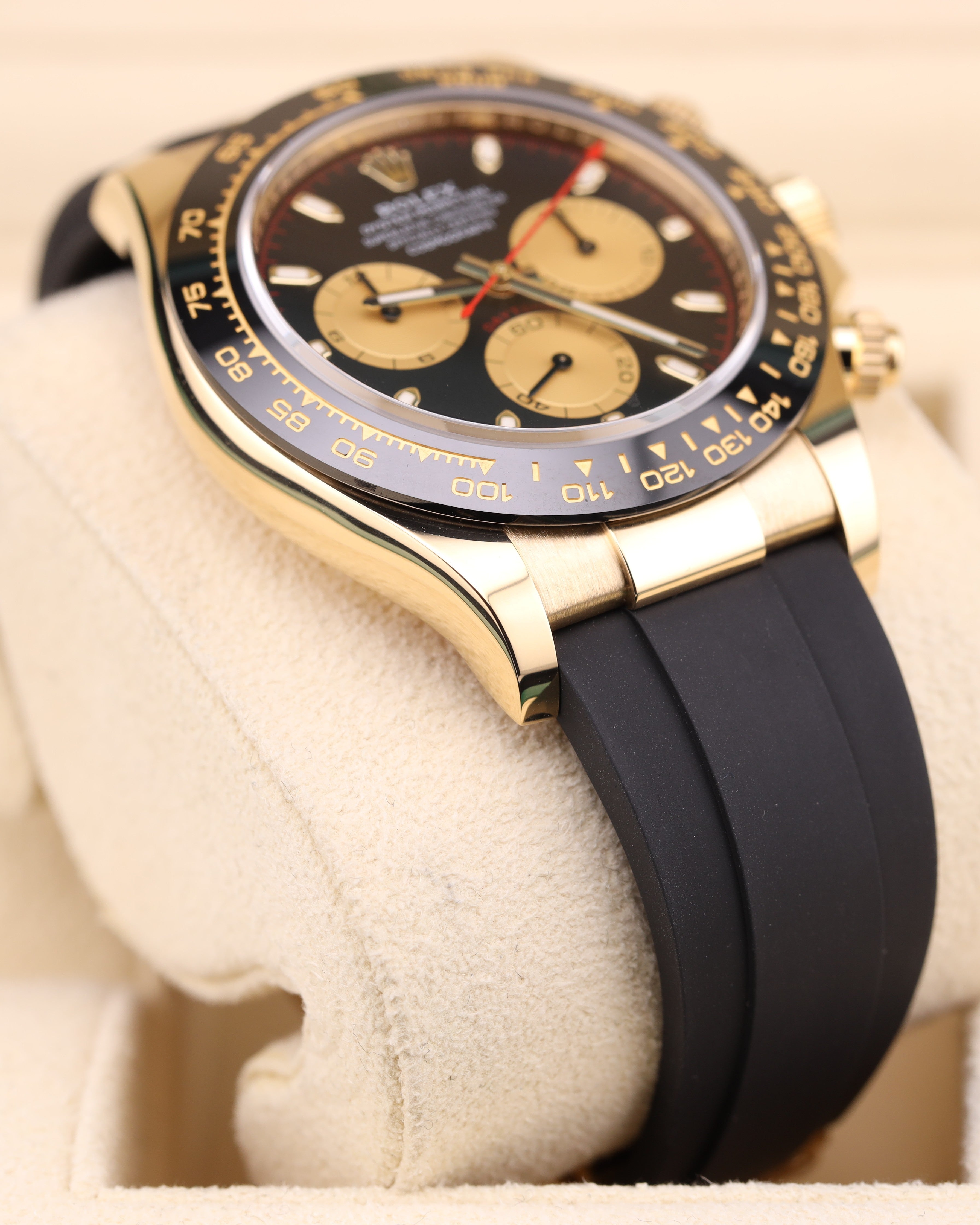 Rolex Daytona Paul Newman Yellow Gold Black Dial Red Hand 116518LN Oysterflex