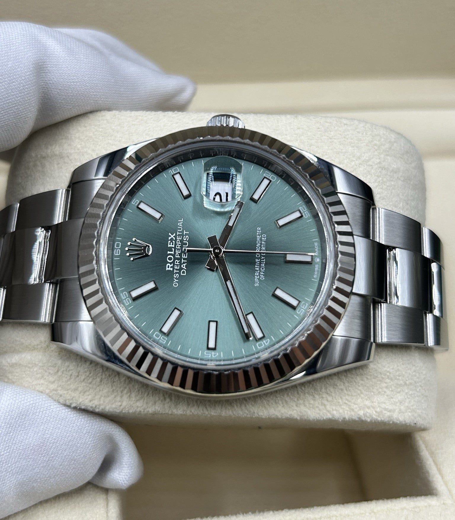 Rolex Datejust 41 Mint Green Dial 126334 MVP Jewelers Miami
