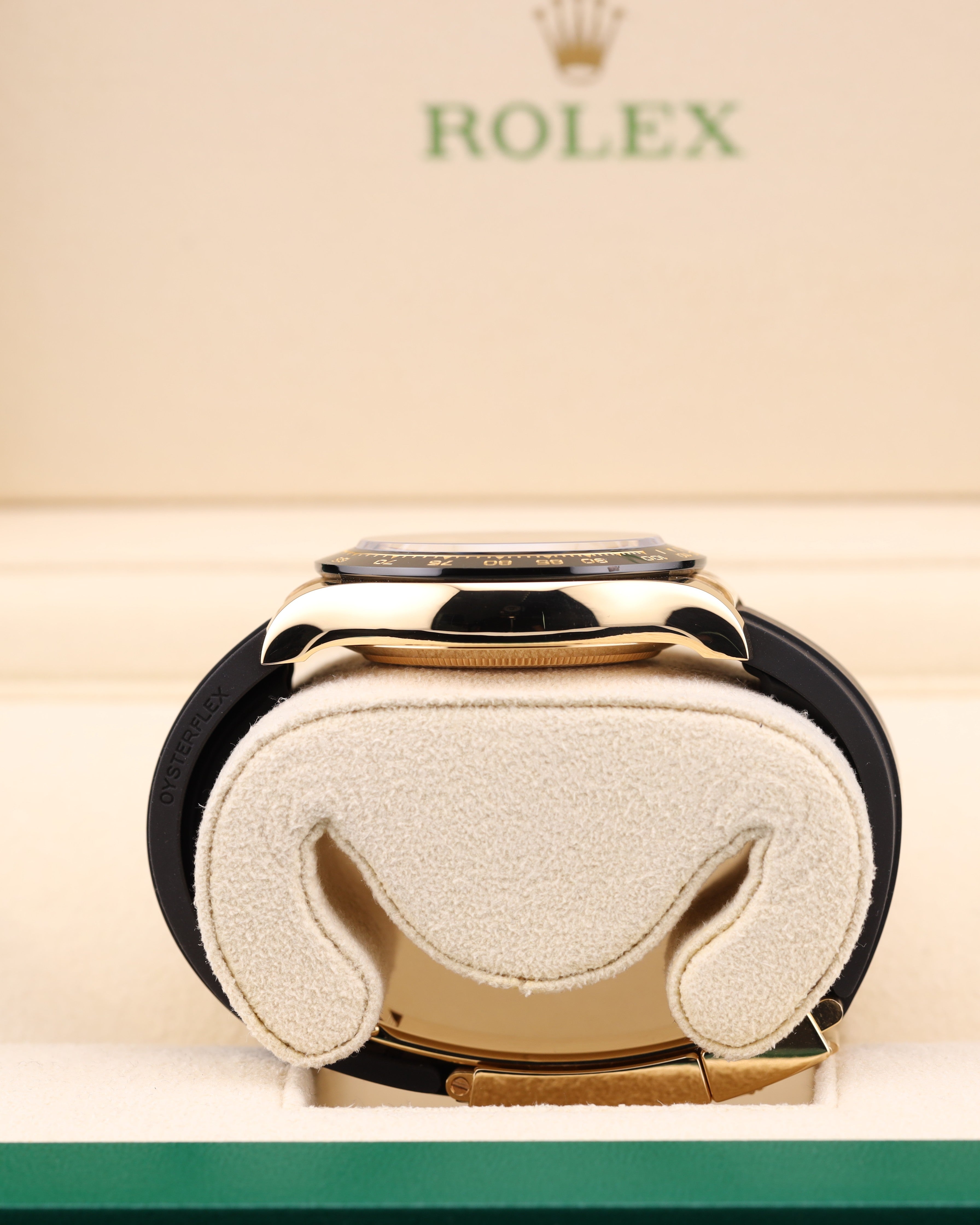 Rolex Daytona Paul Newman Yellow Gold Black Dial Red Hand 116518LN Oysterflex