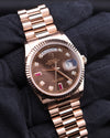 Rolex Day-Date 36 President Chocolate Ruby Diamond Dial 118235 18k Rose Gold