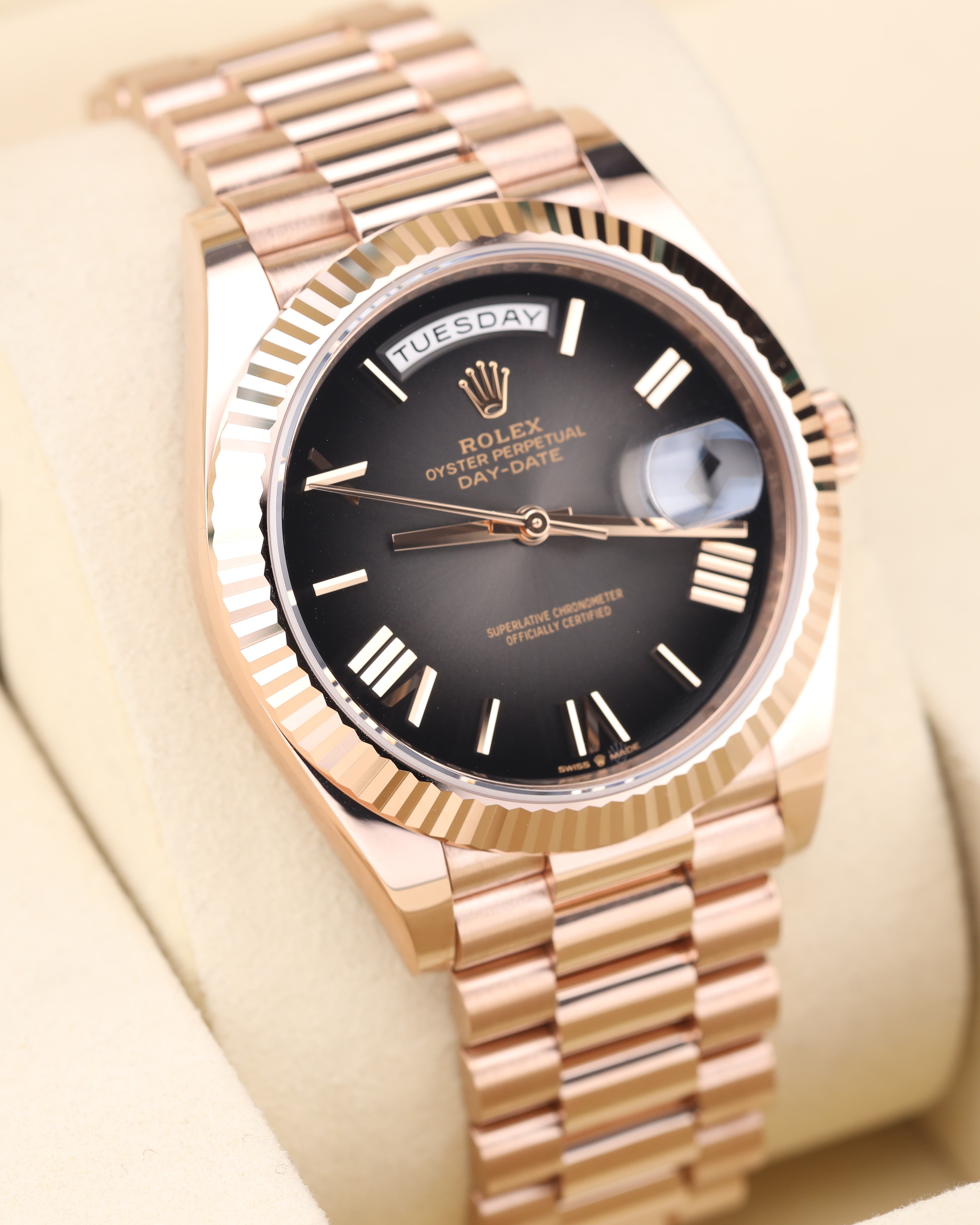 Rolex Day-Date Slate/Black Ombre Rose Gold Presidential 228235