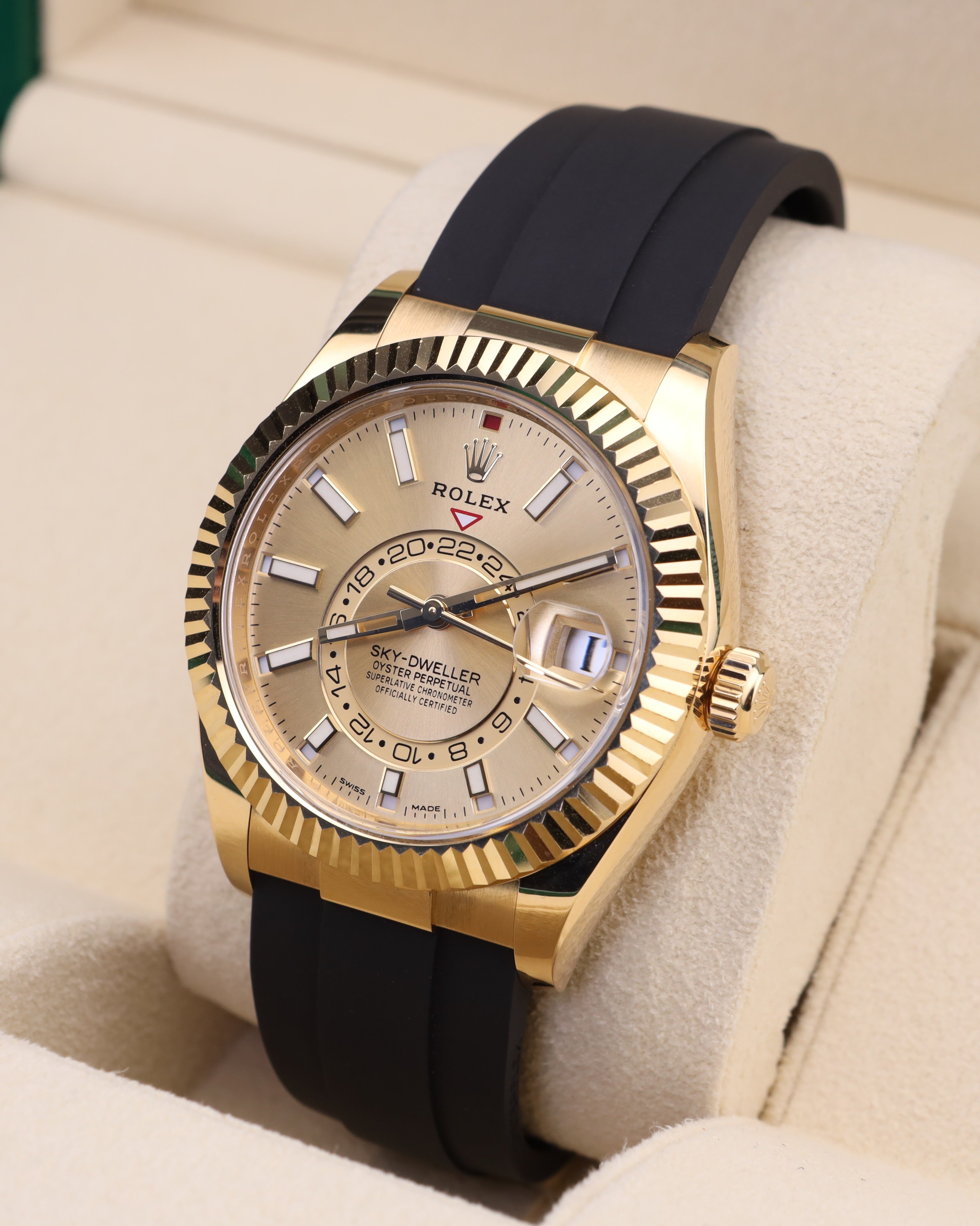 Rolex Sky-Dweller Champagne Dial Yellow Gold Oysterflex 326238 - 2021
