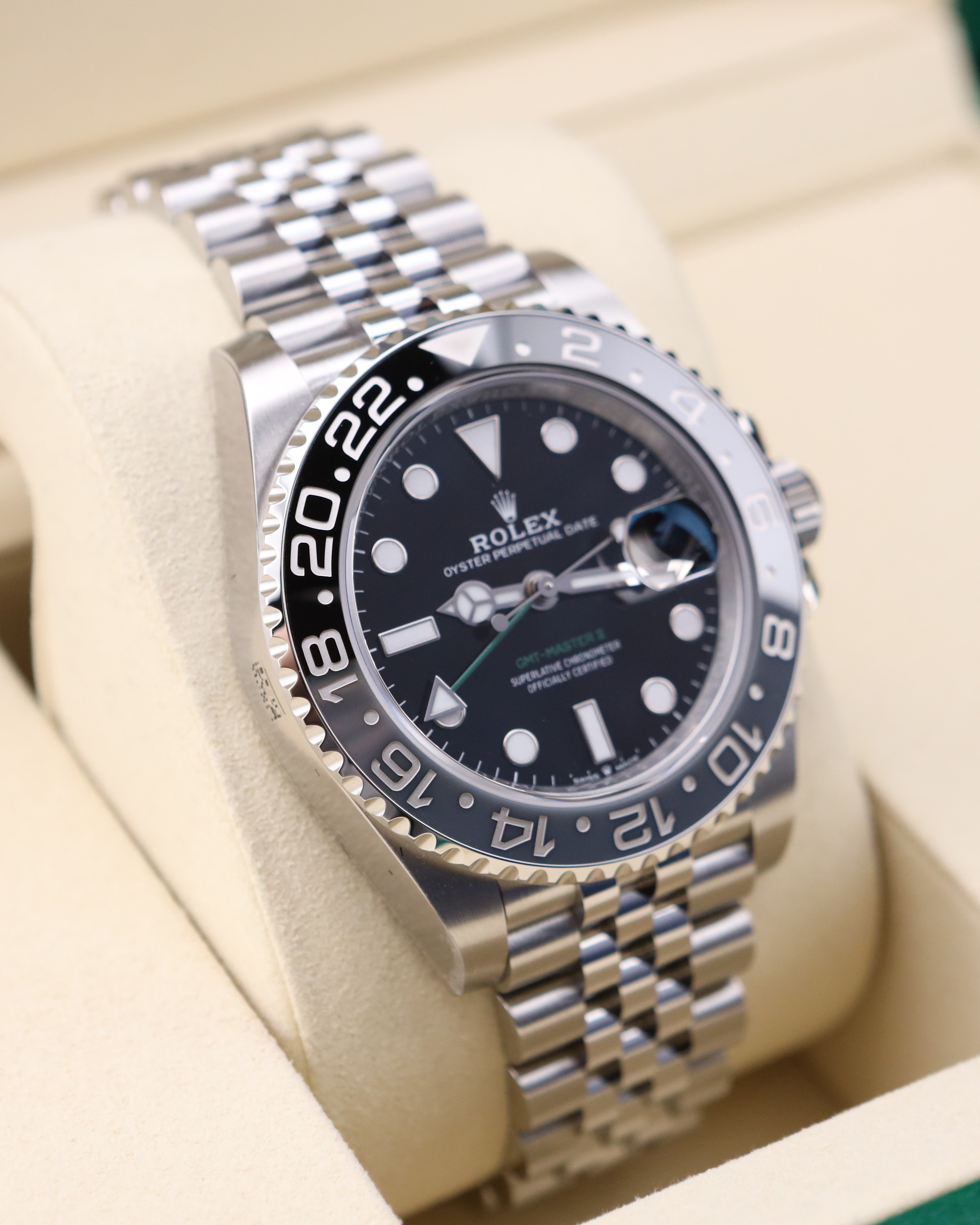 Rolex GMT-Master II Bruce Wayne on Jubilee 126710GRNR - 2025 Factory Stickers